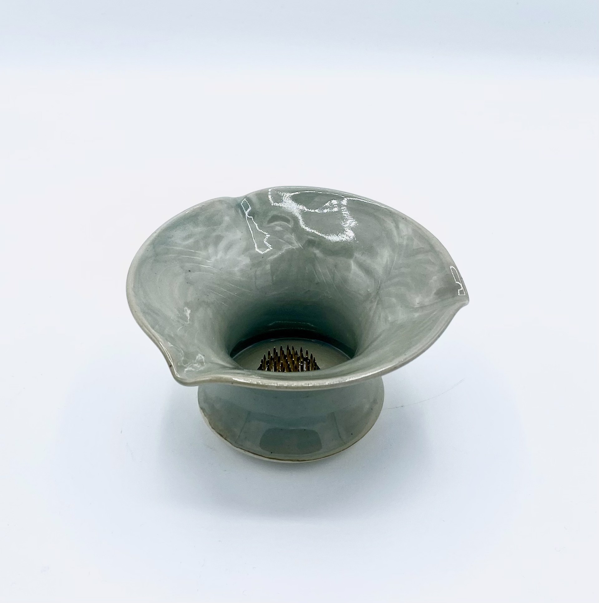 Ikebana Vase Frog 1 by J. Wilson Pottery