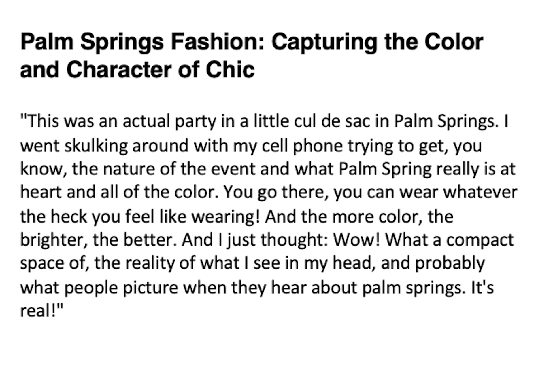 Palm Springs Fashion: Capturing the Color and Character of Chic