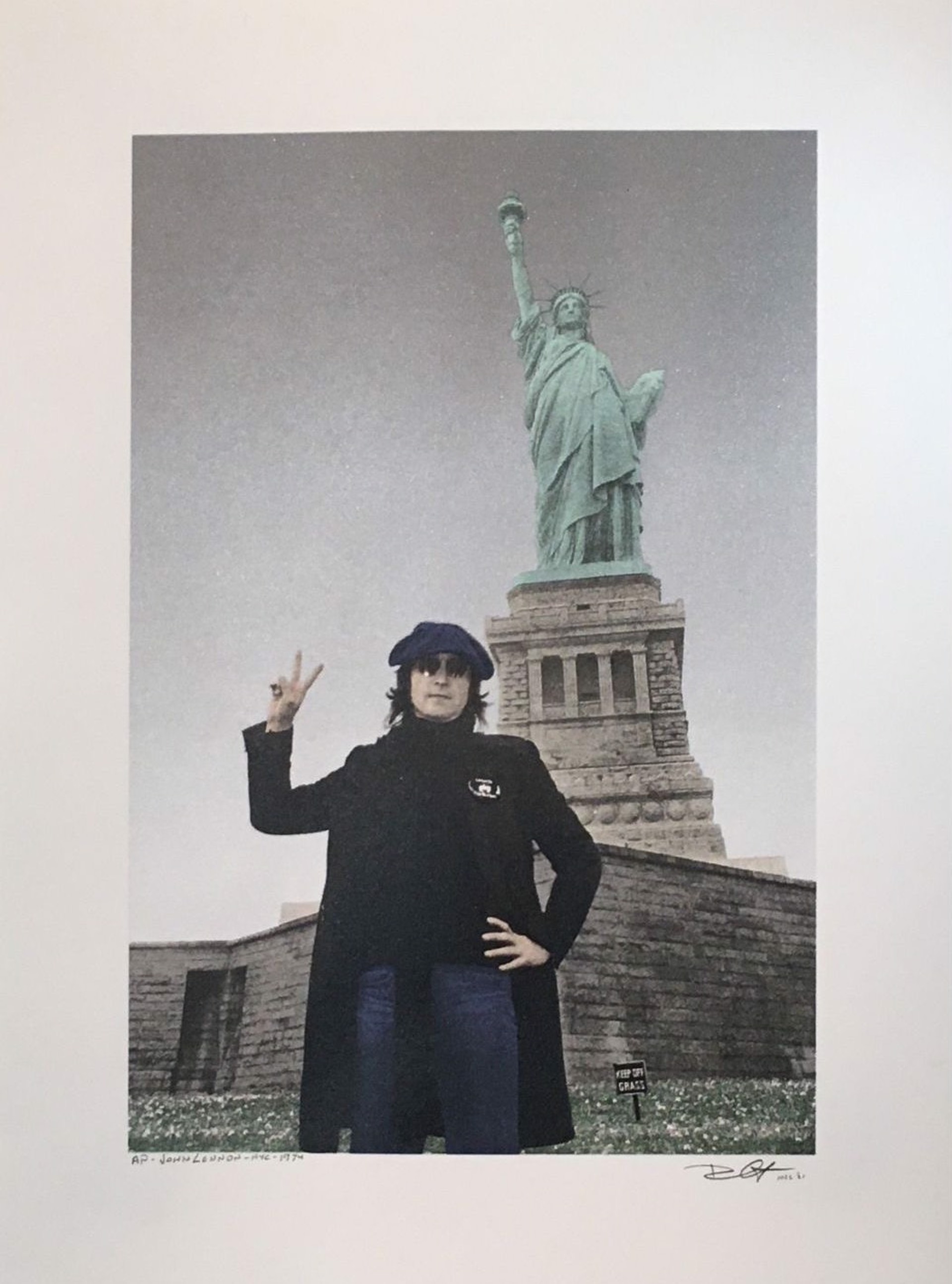 John Lennon, Statue of Liberty, NYC (103/200) by Bob Gruen