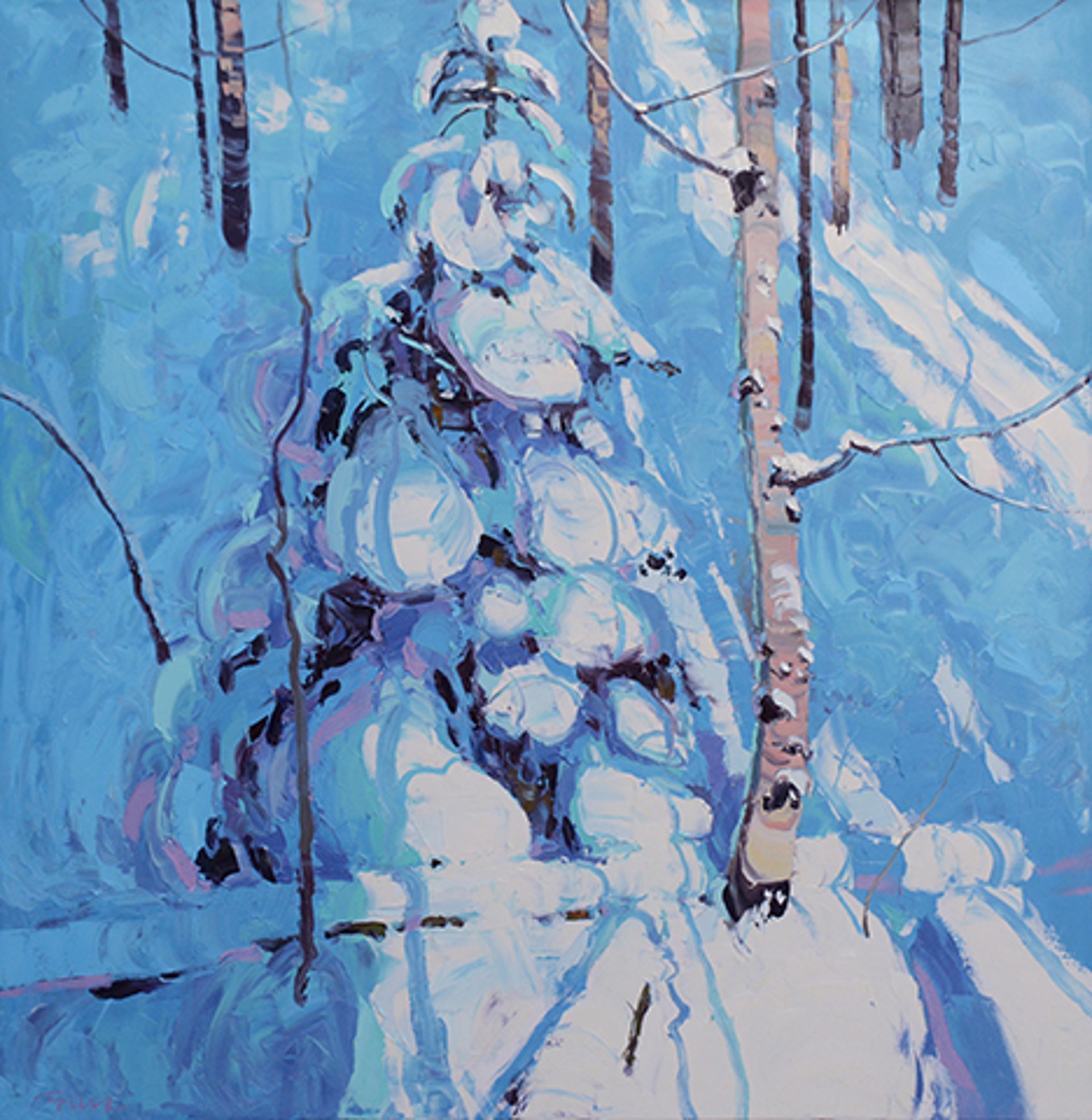 A Contemporary Painting Of A Pine Tree In The Winter By Silas Thompson Available At Gallery Wild