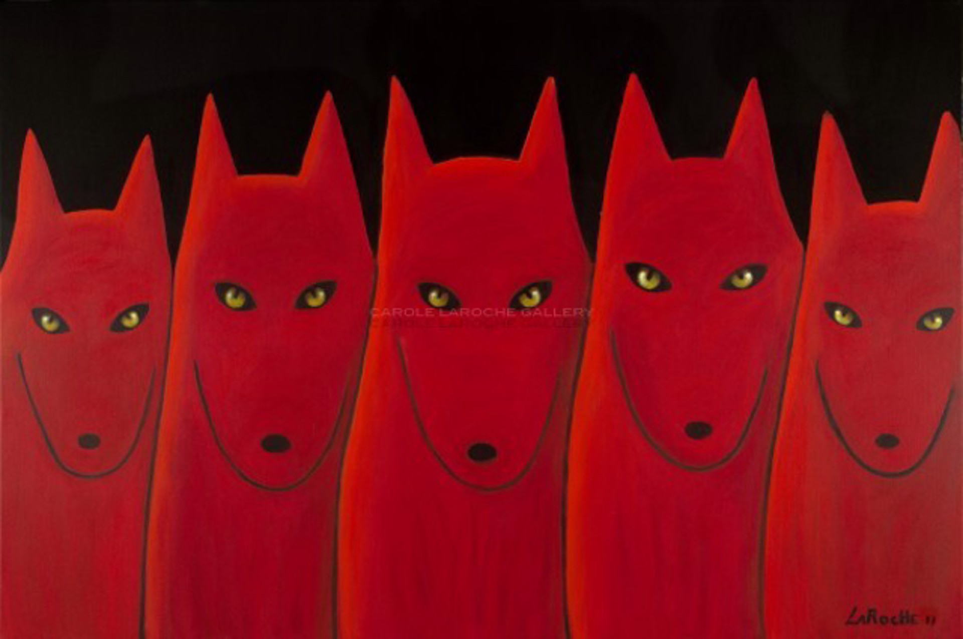 5 Red wolves 24/100 by Carole LaRoche