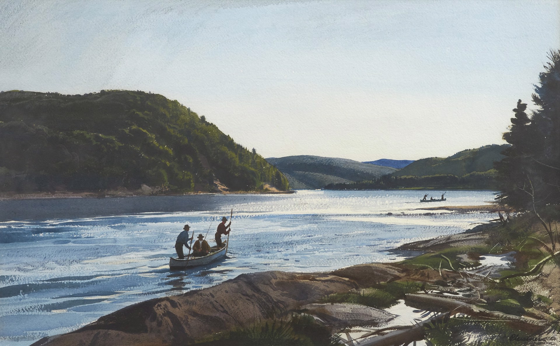 Poling Up the River by Ogden Minton Pleissner