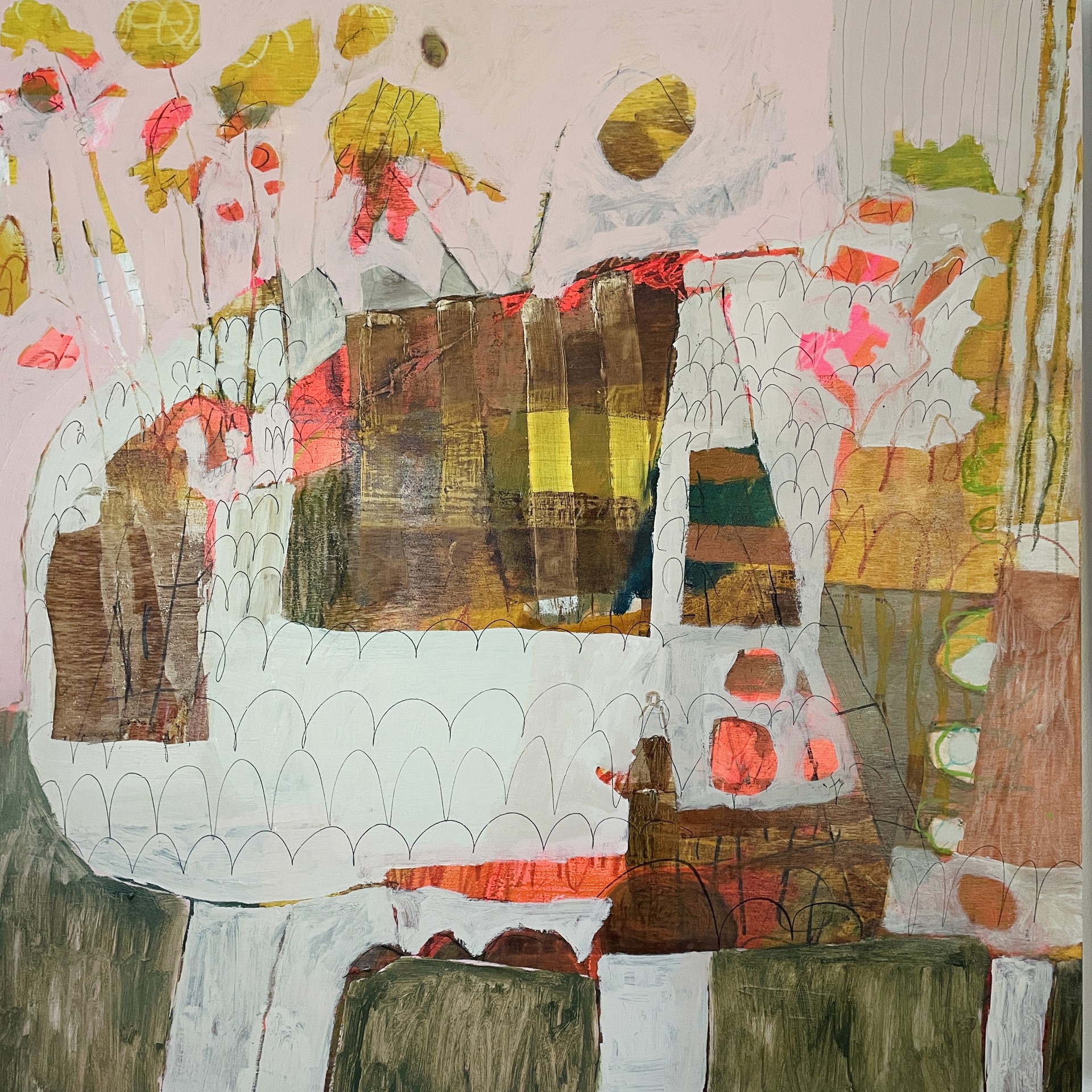 Two Cats Sleeping on White Oval Table (diptych) by Rachael Van Dyke