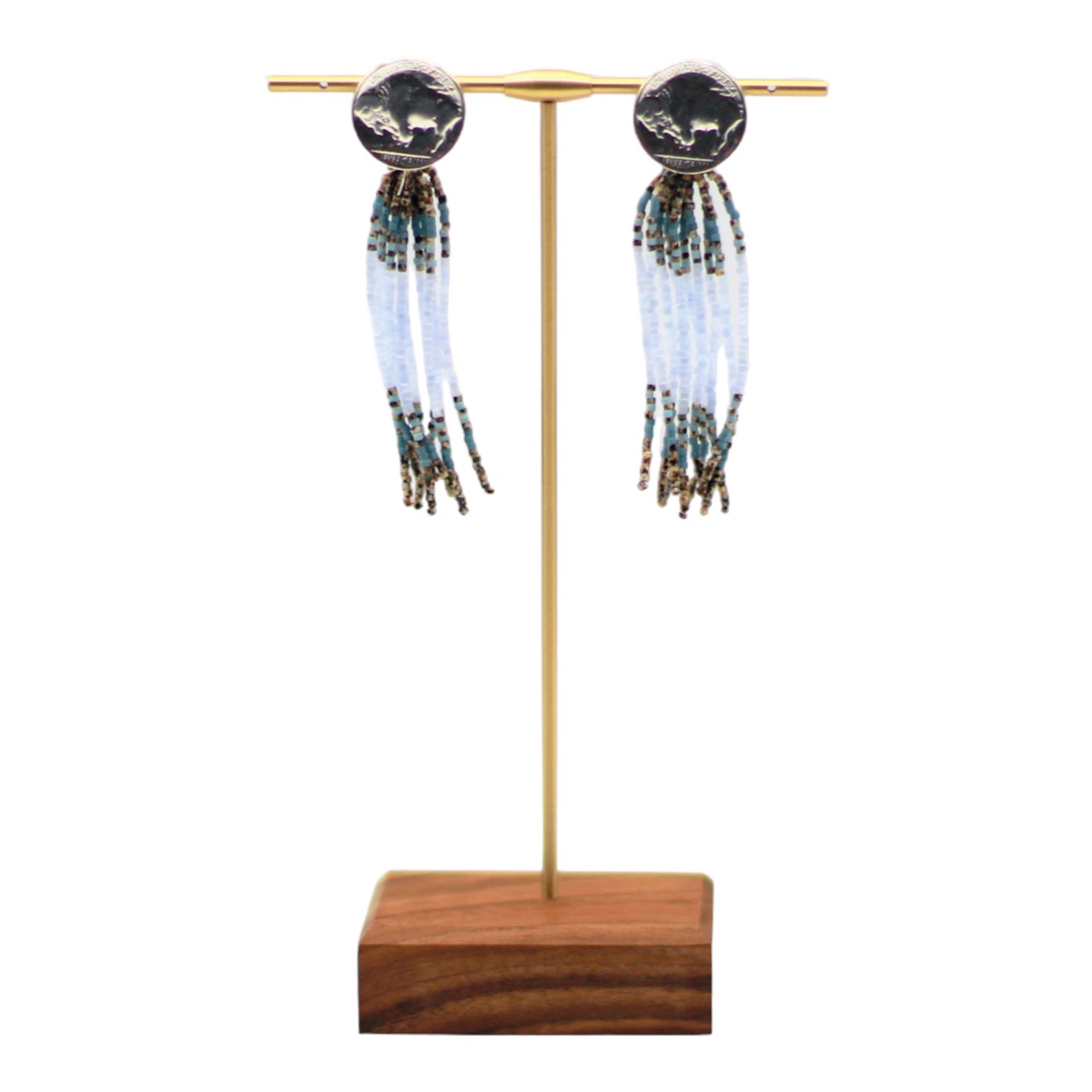 Wind & Water Pixie Cut Buffalo Nickel Earrings by Jessica Brewer