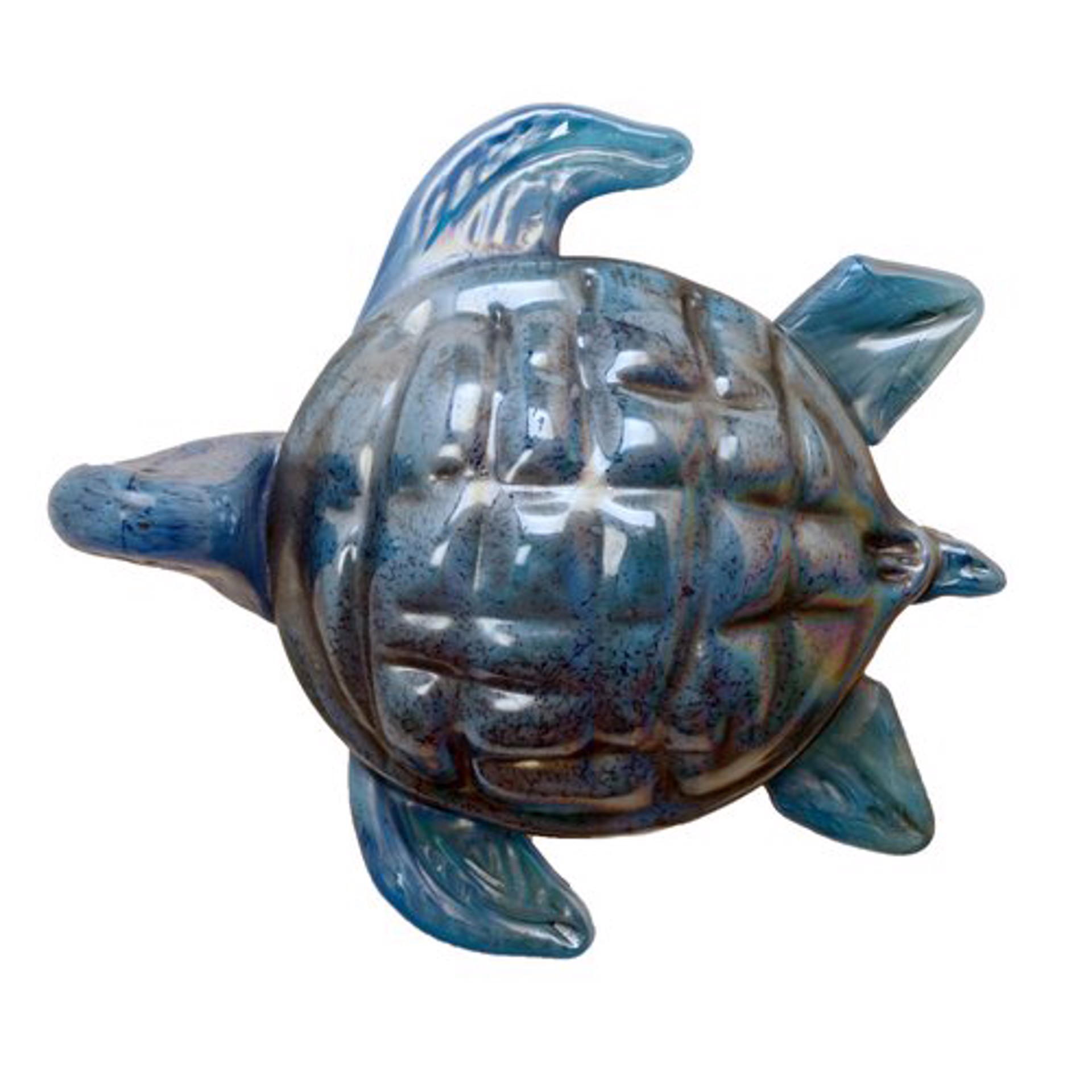 Large Blue Sea Turtle Pressed Shell 7822BIR by V Handblown Glass