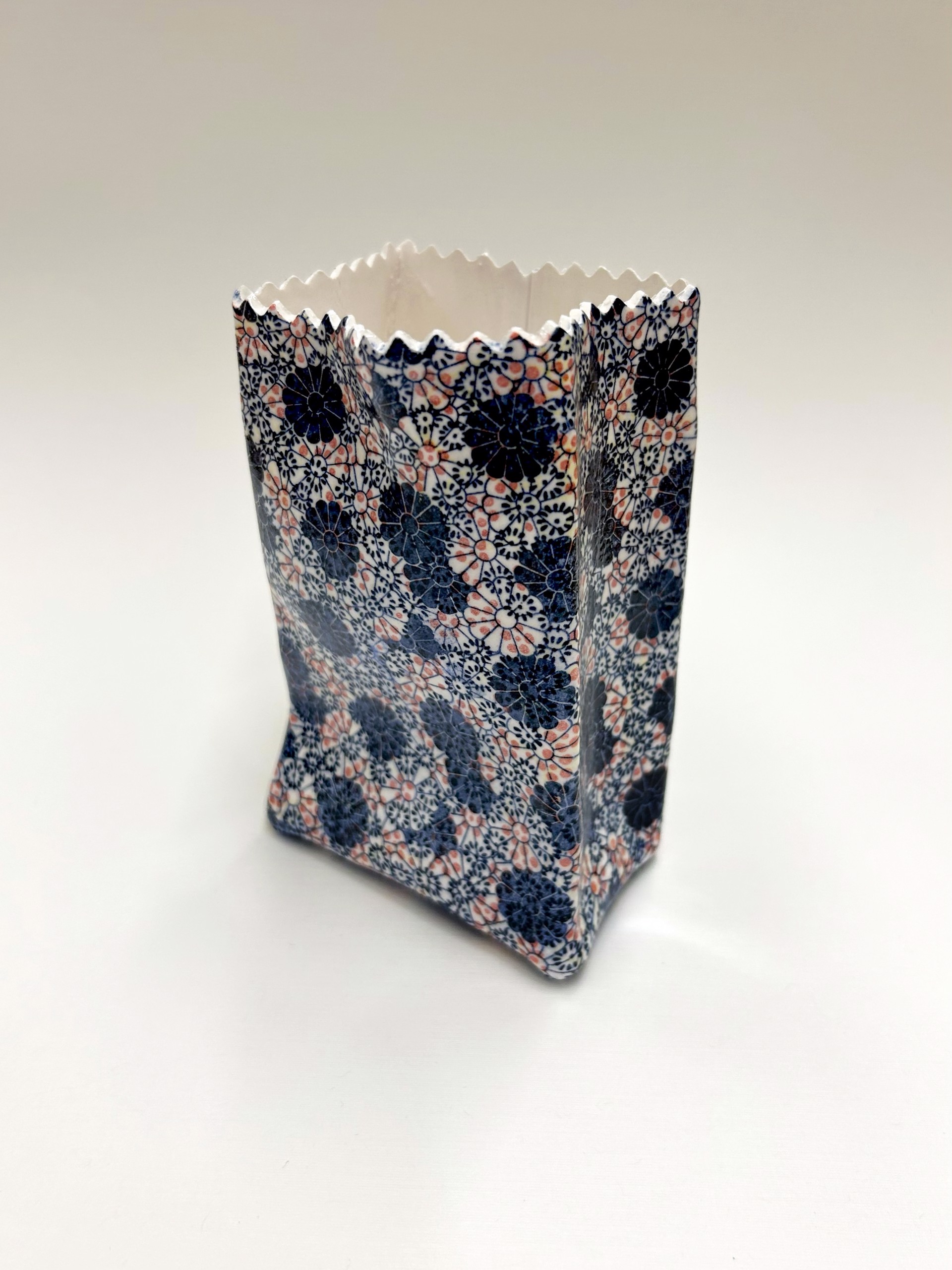 Bag with Blue and Red Flowers by Chandra Beadleston