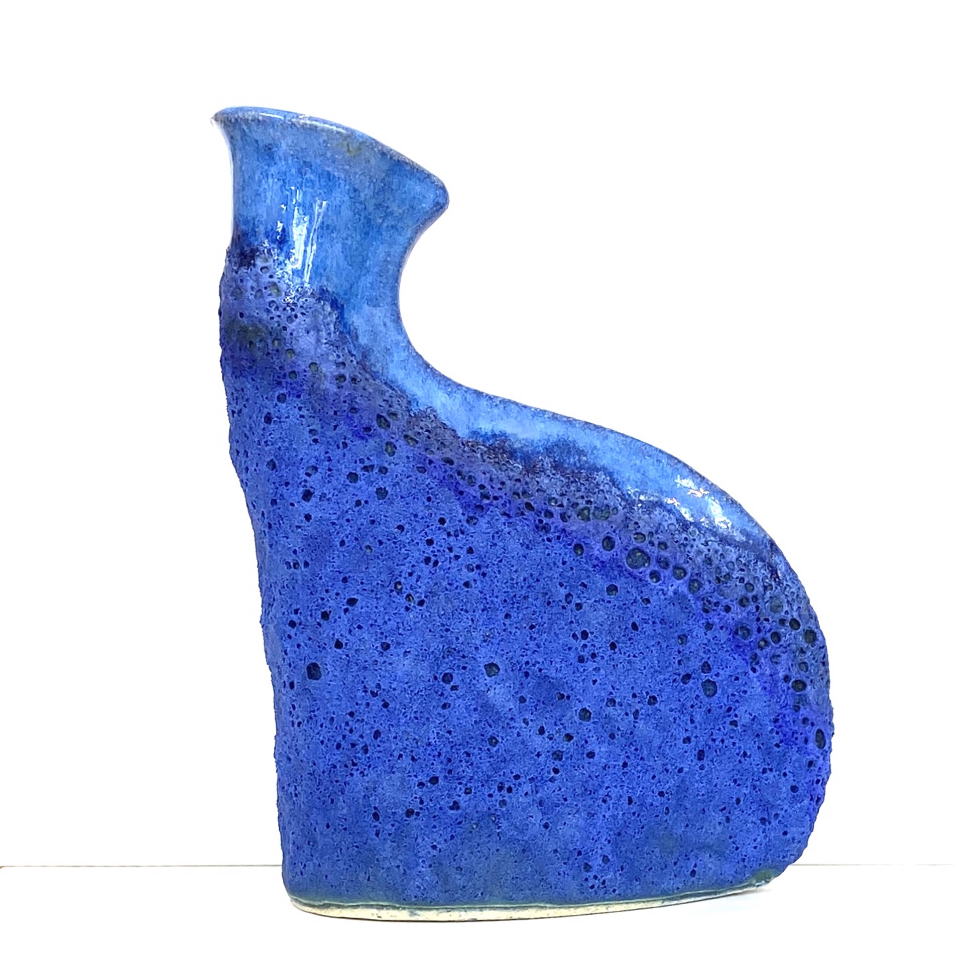 Small Cobalt Blue Folded Ginkgo Leaf Vase MB23-09 by Marty Biernbaum