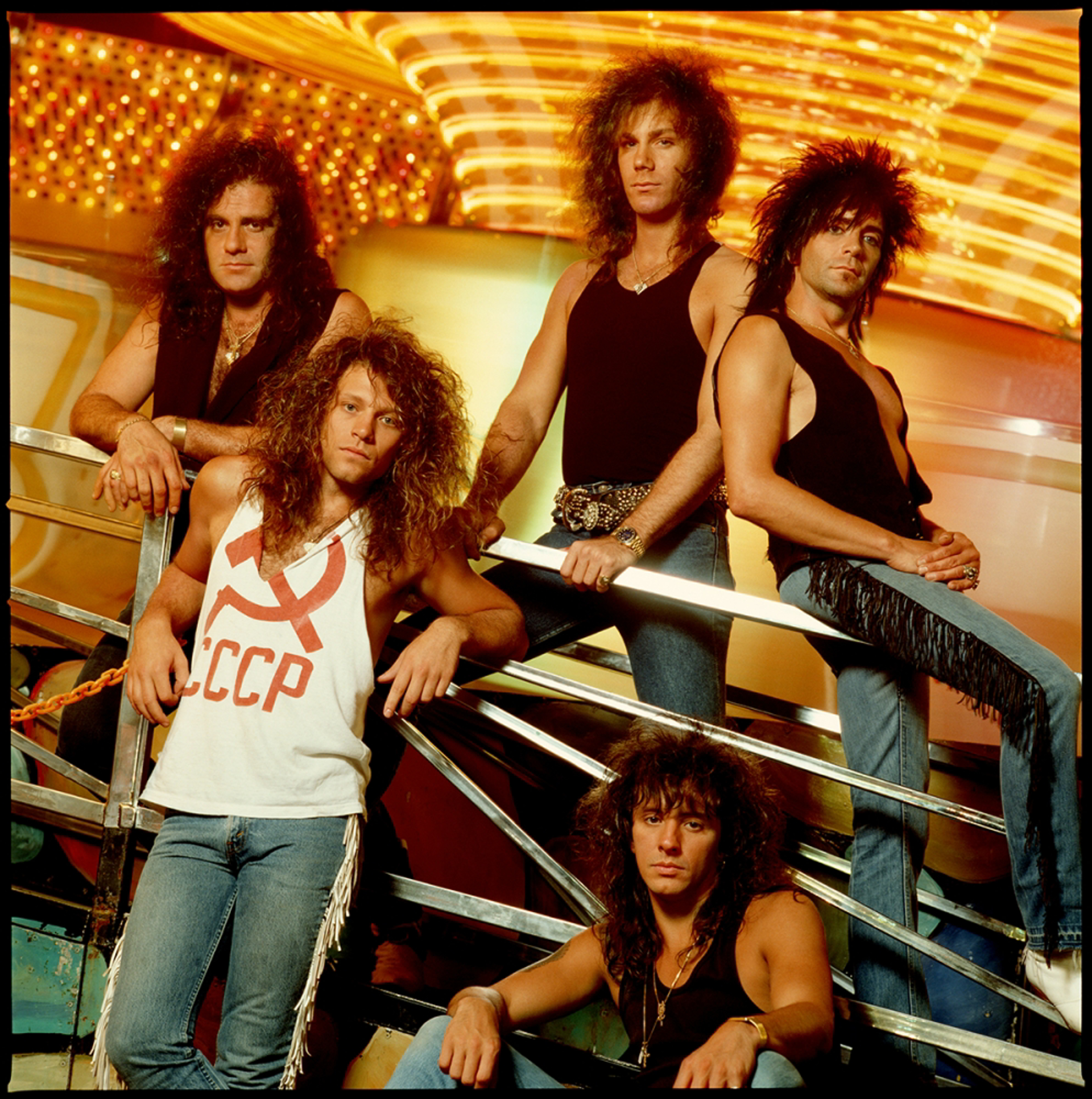 88130 Bon Jovi Band Yellow Background Color by Timothy White