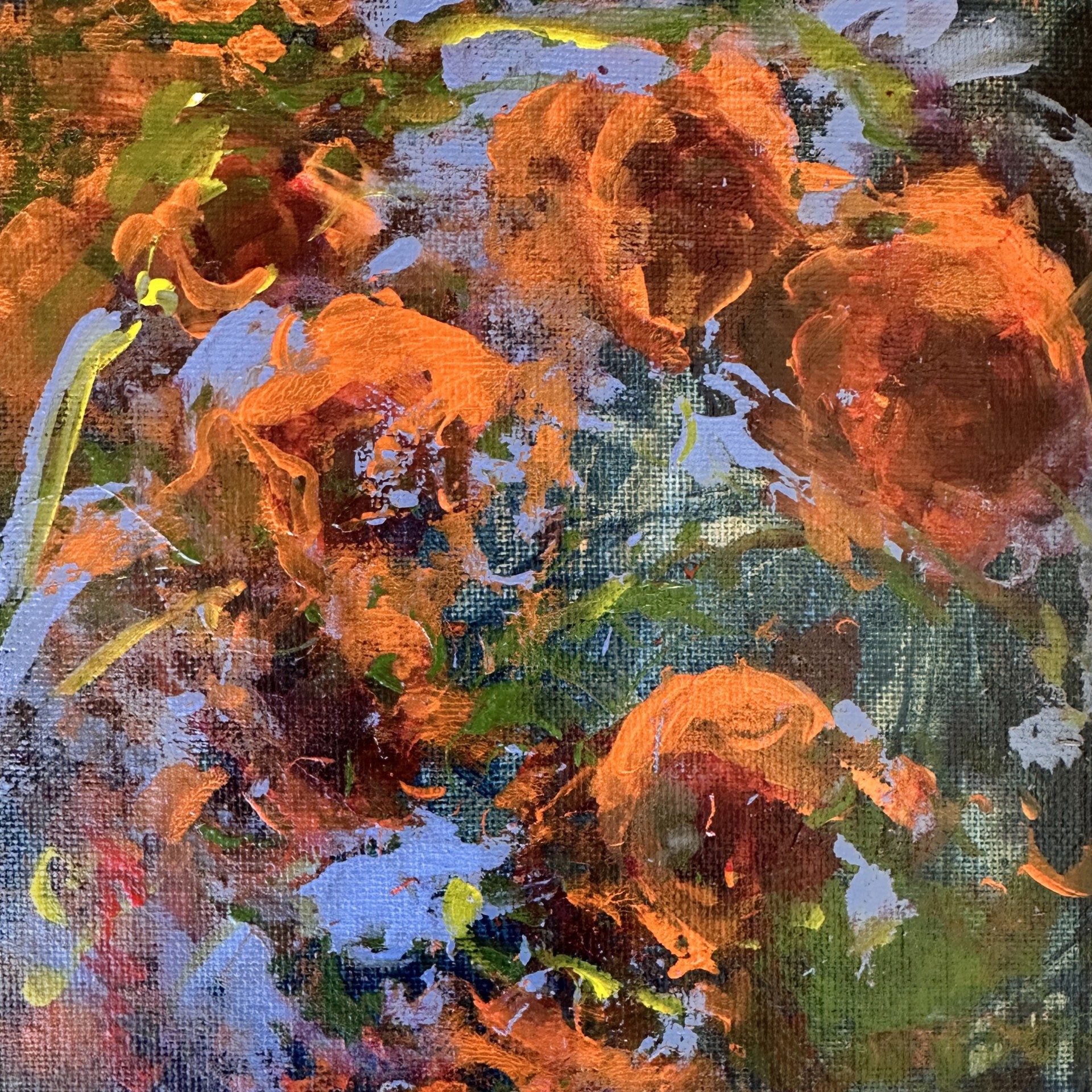 Poppy Times, an abstract floral original painting by Karen Hewitt Hagan.