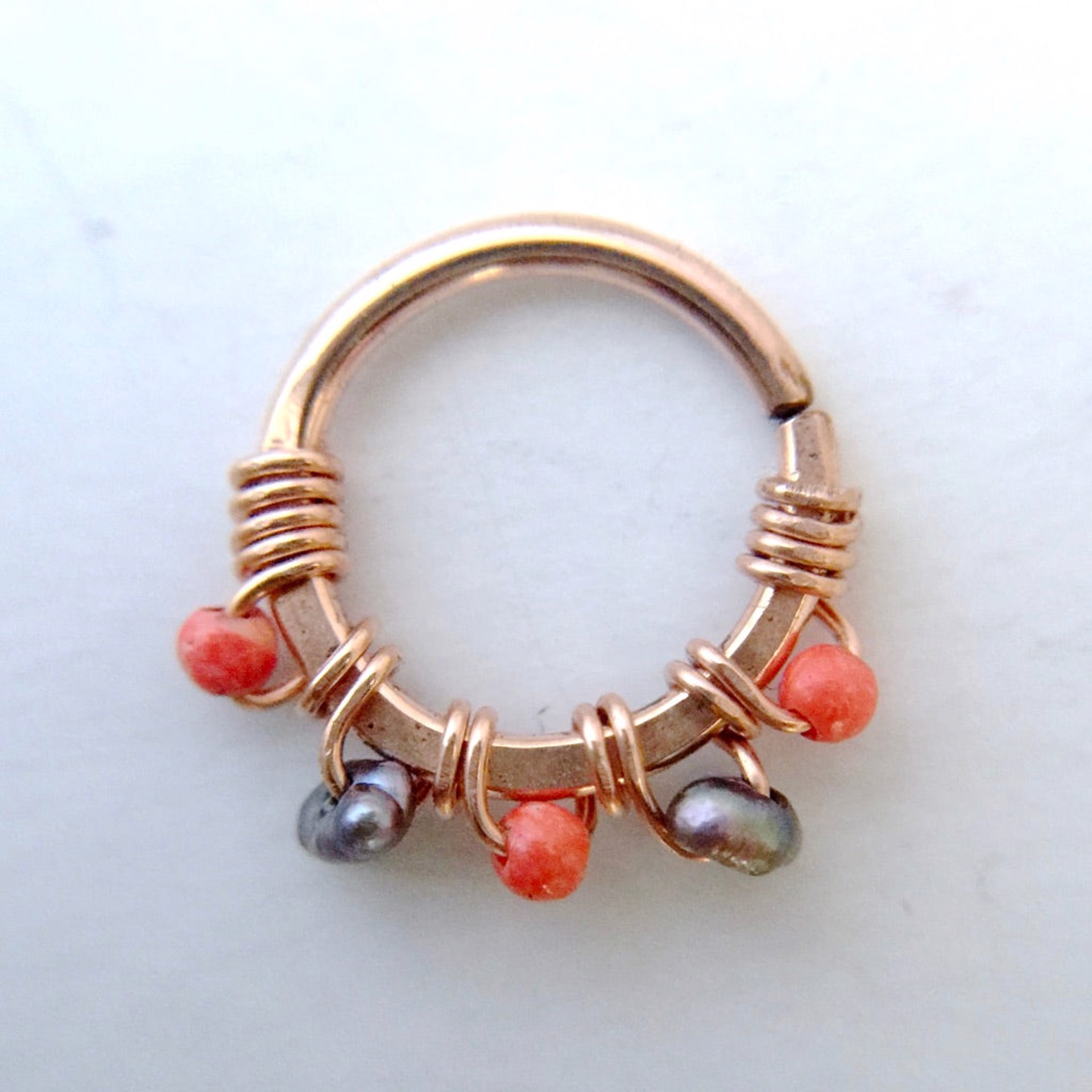 Jeweled Septum Ring in Rose Gold - 8mm by Clementine & Co. Jewelry