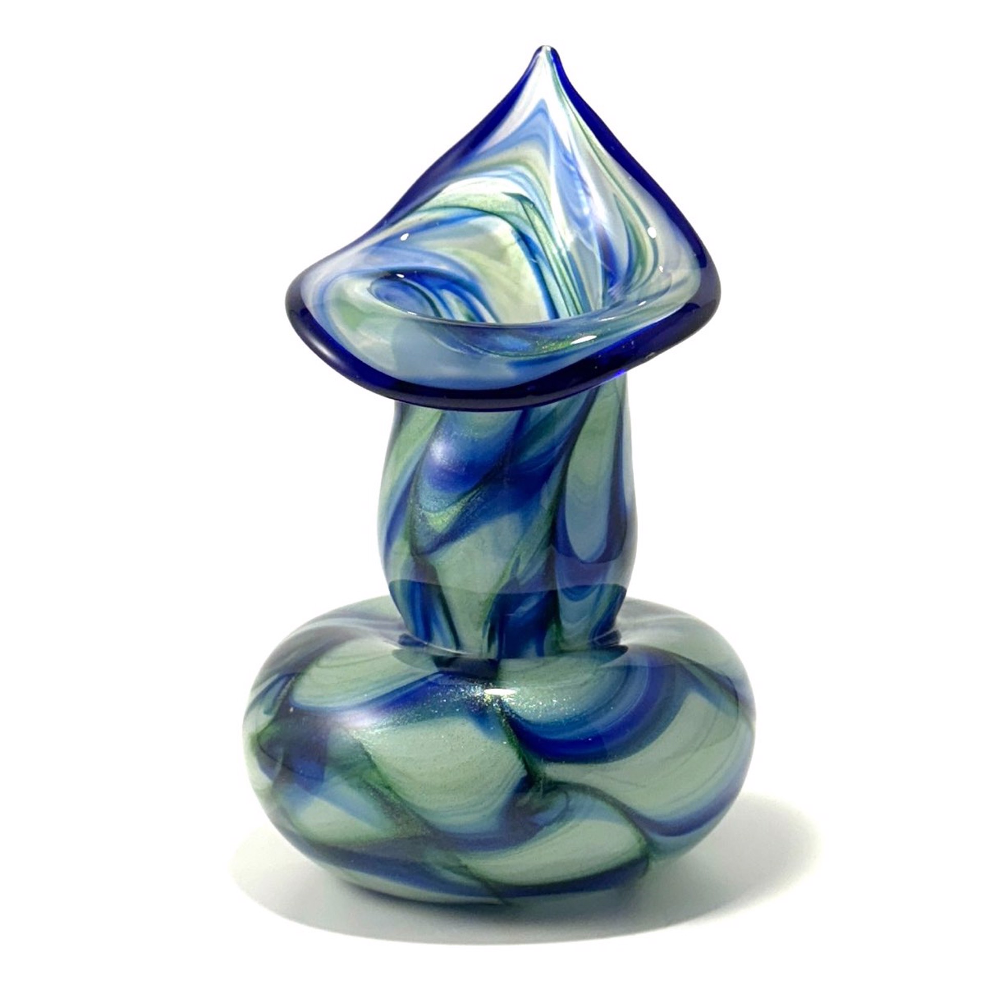Wispy Blue and Green Lily Vase JG23-10 by John Glass