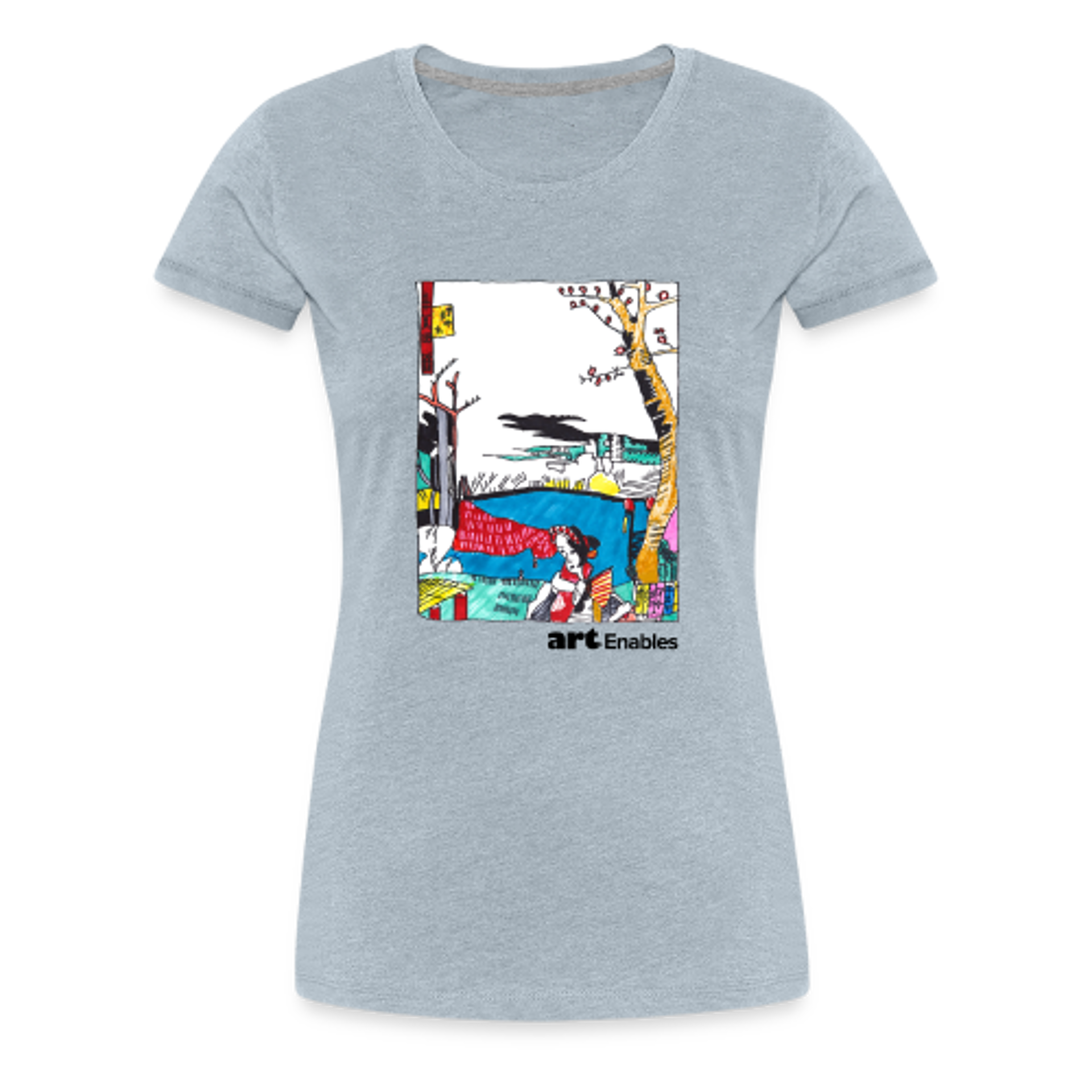 Women's T-shirt (artwork by Charles Meissner) Large - heather ice blue by Art Enables Merchandise