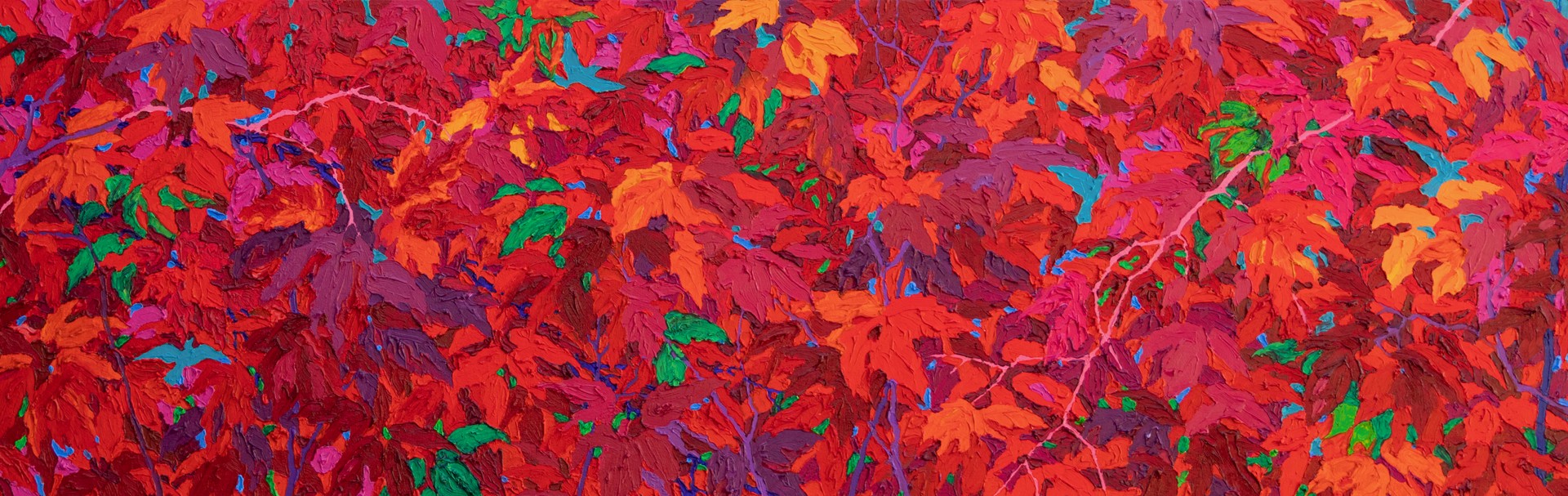 Red Leaves Sky Blue Birds by Frank Balaam