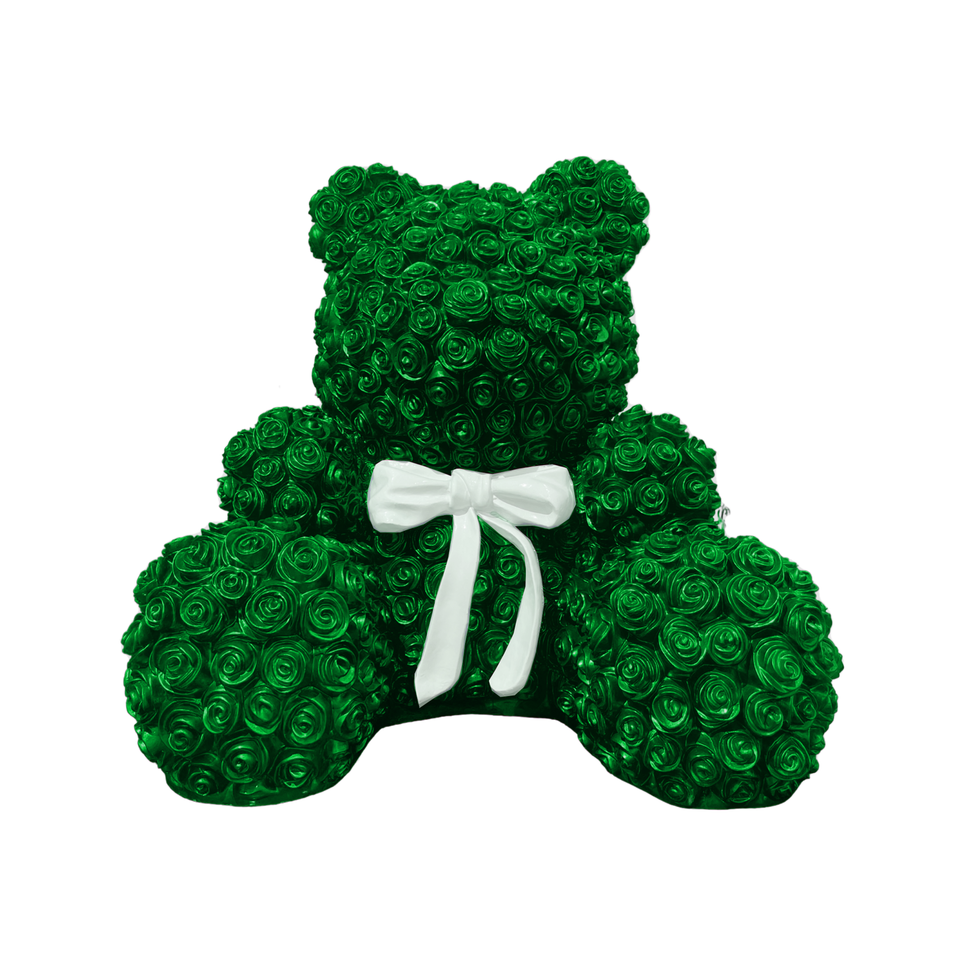 Dark Green Flower Bear by Flower Bears Sculptures by Elena Bulatova