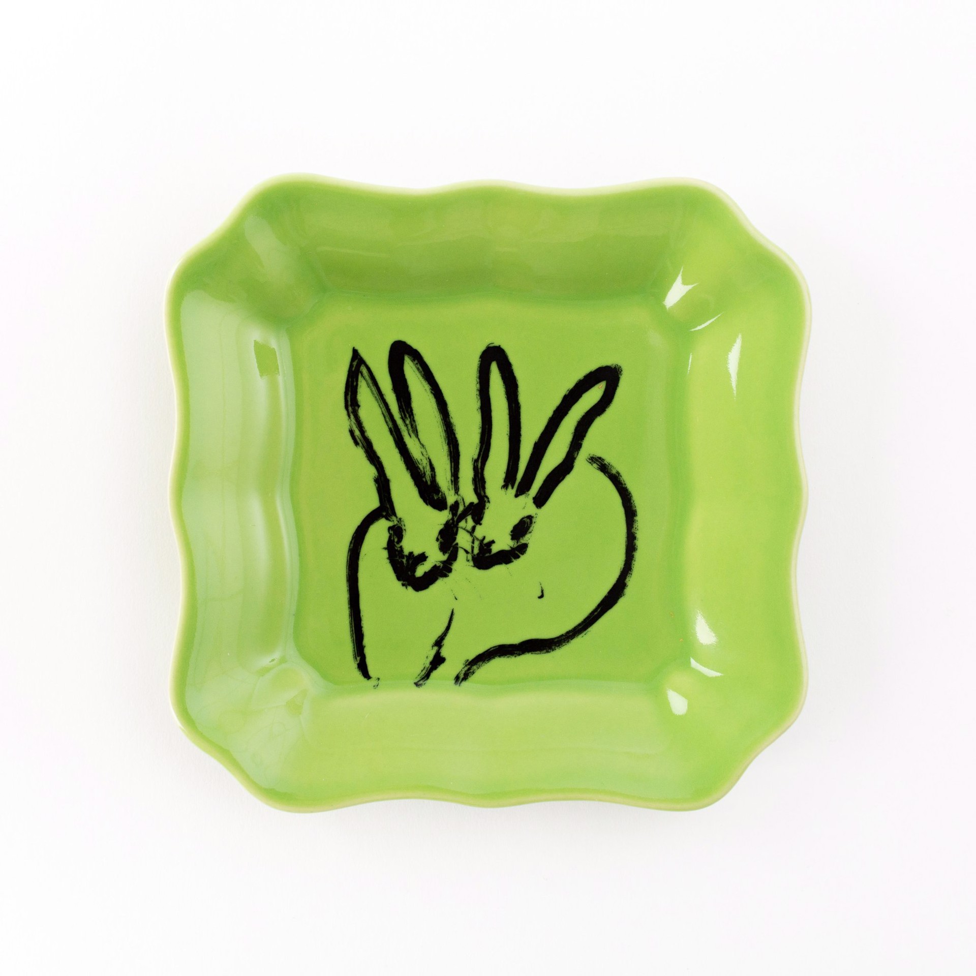 Bunny Portrait Plate - Green by Hunt Slonem (Hop Up Shop)