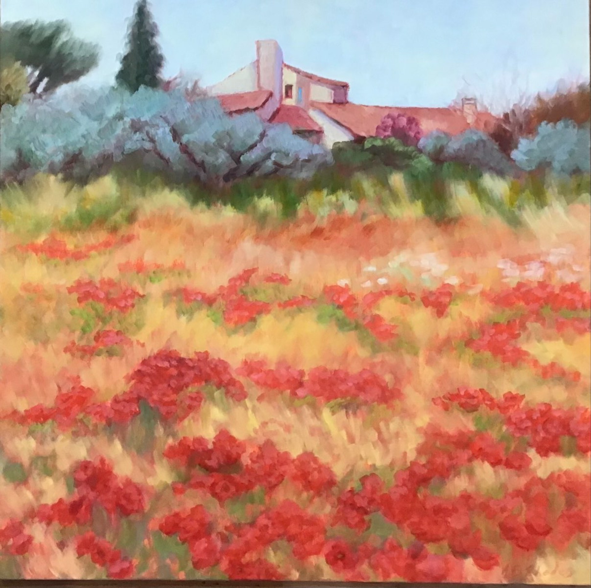 Farmhouse With Poppies by Ann B. Rhodes