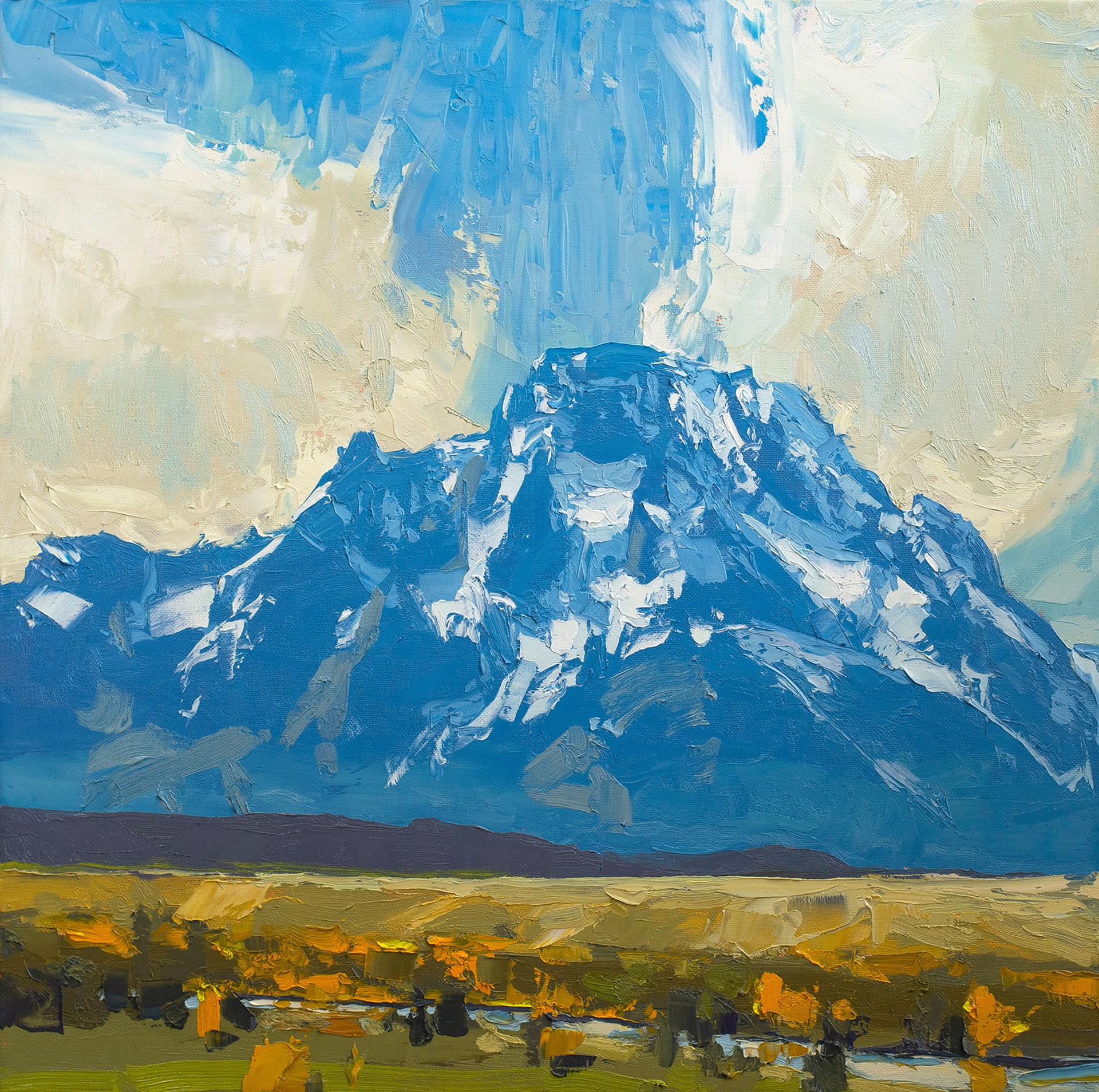 Original Oil Painting By Silas Thompson Of Mt Moran Teton Mountain Range