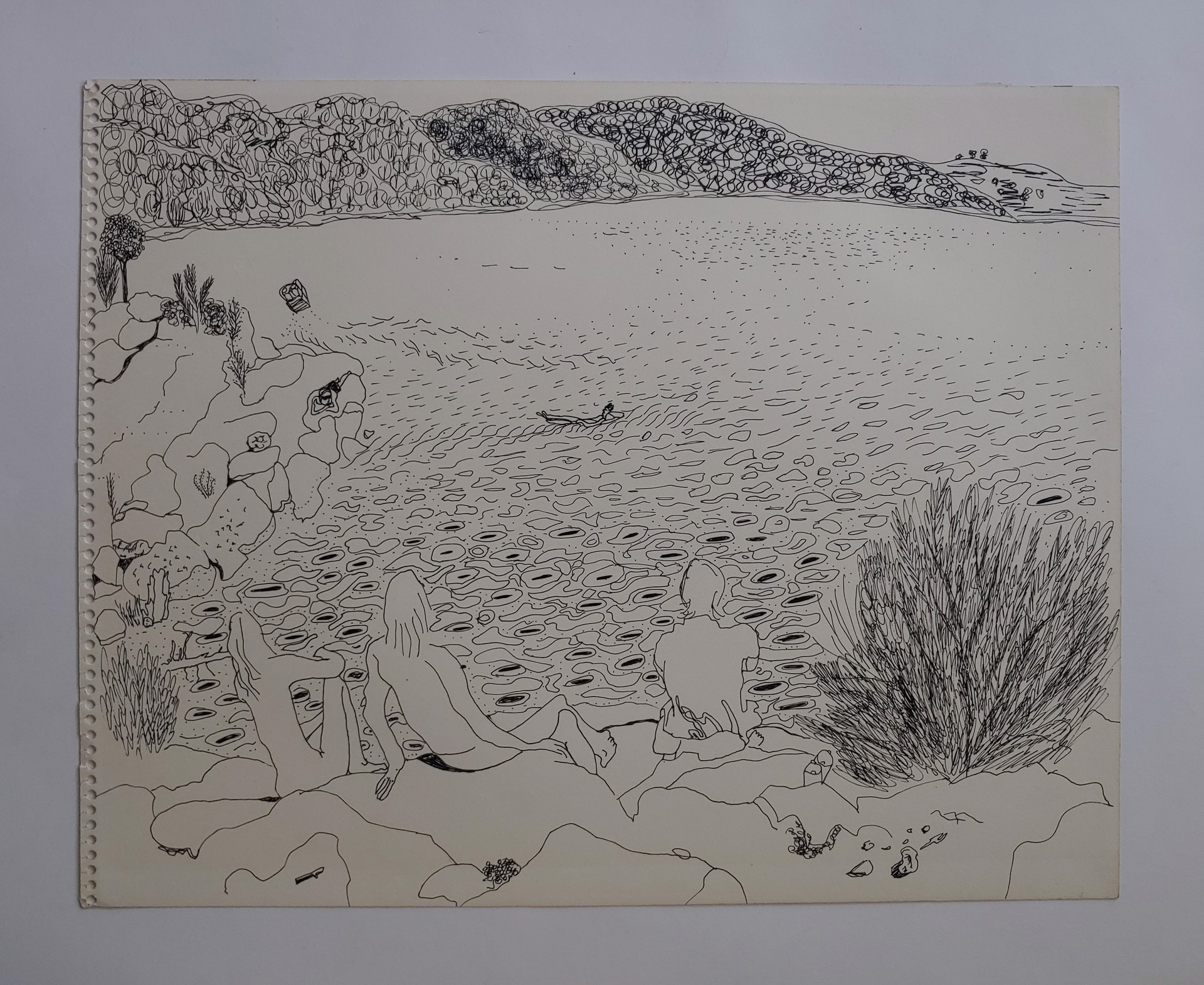 Beachgoers - Drawing by David Amdur