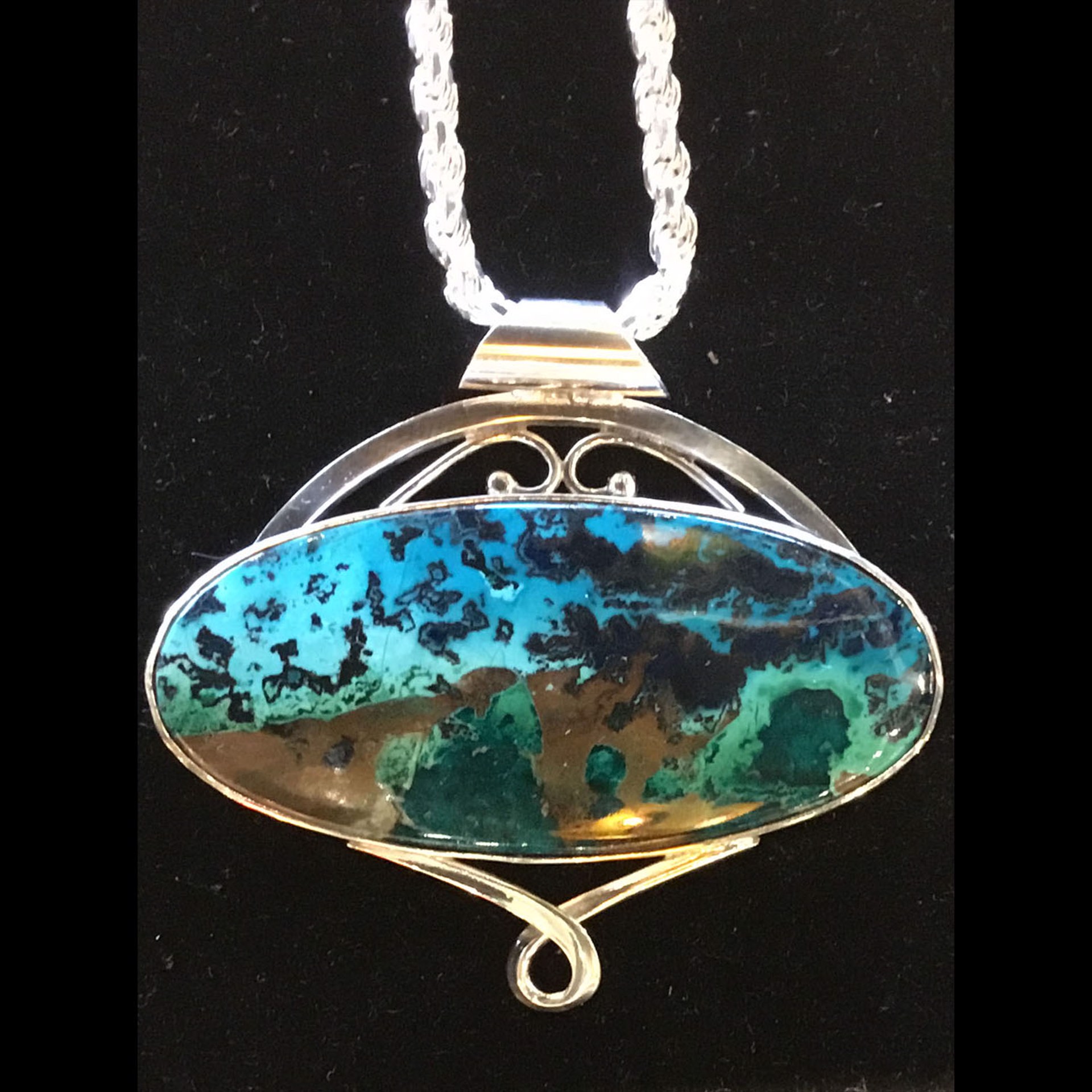 Parrot Wing Chrysocolla on 24" Chain by Michael Redhawk