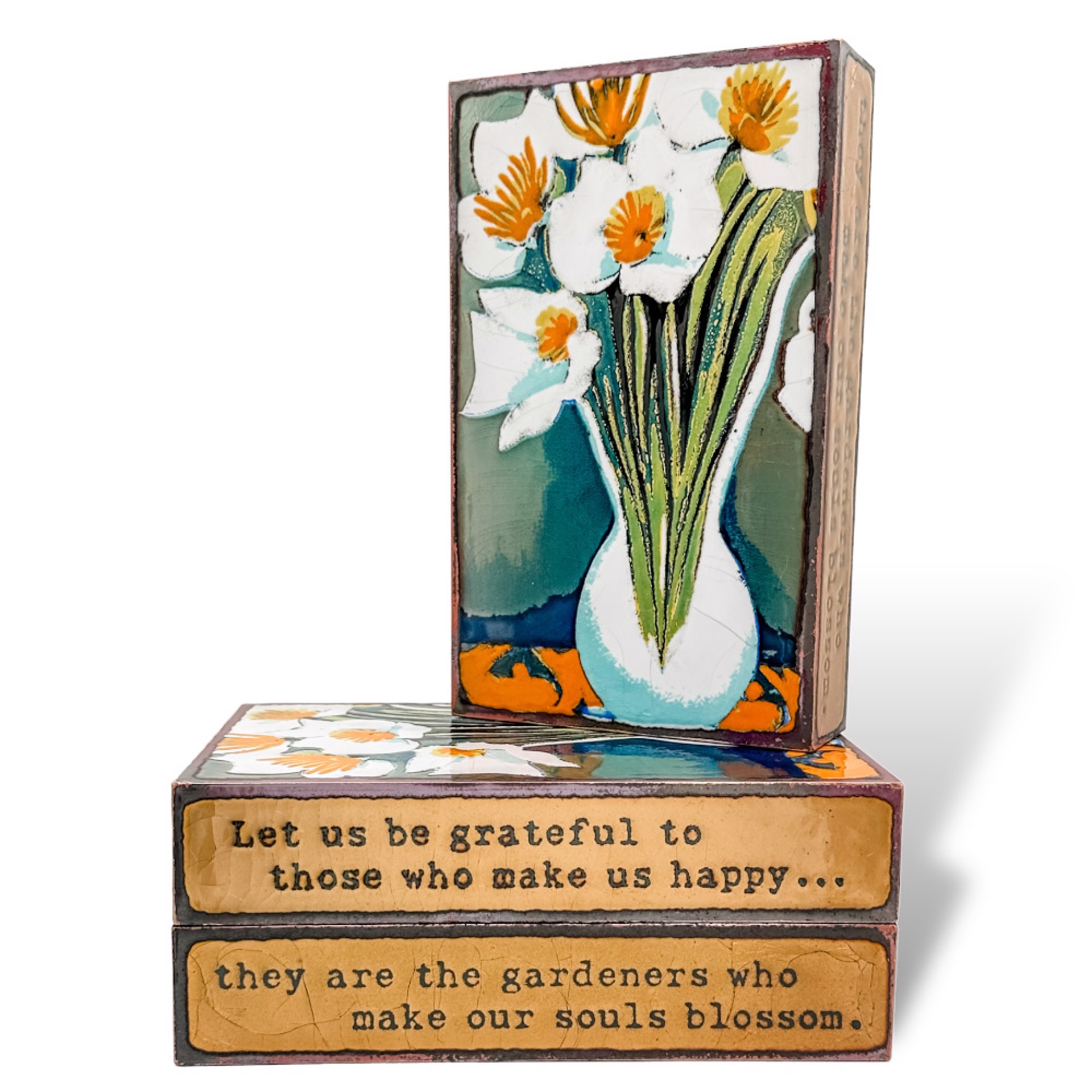 Glass Fired To Copper Quotes On Side Flowers In Vase Spiritile