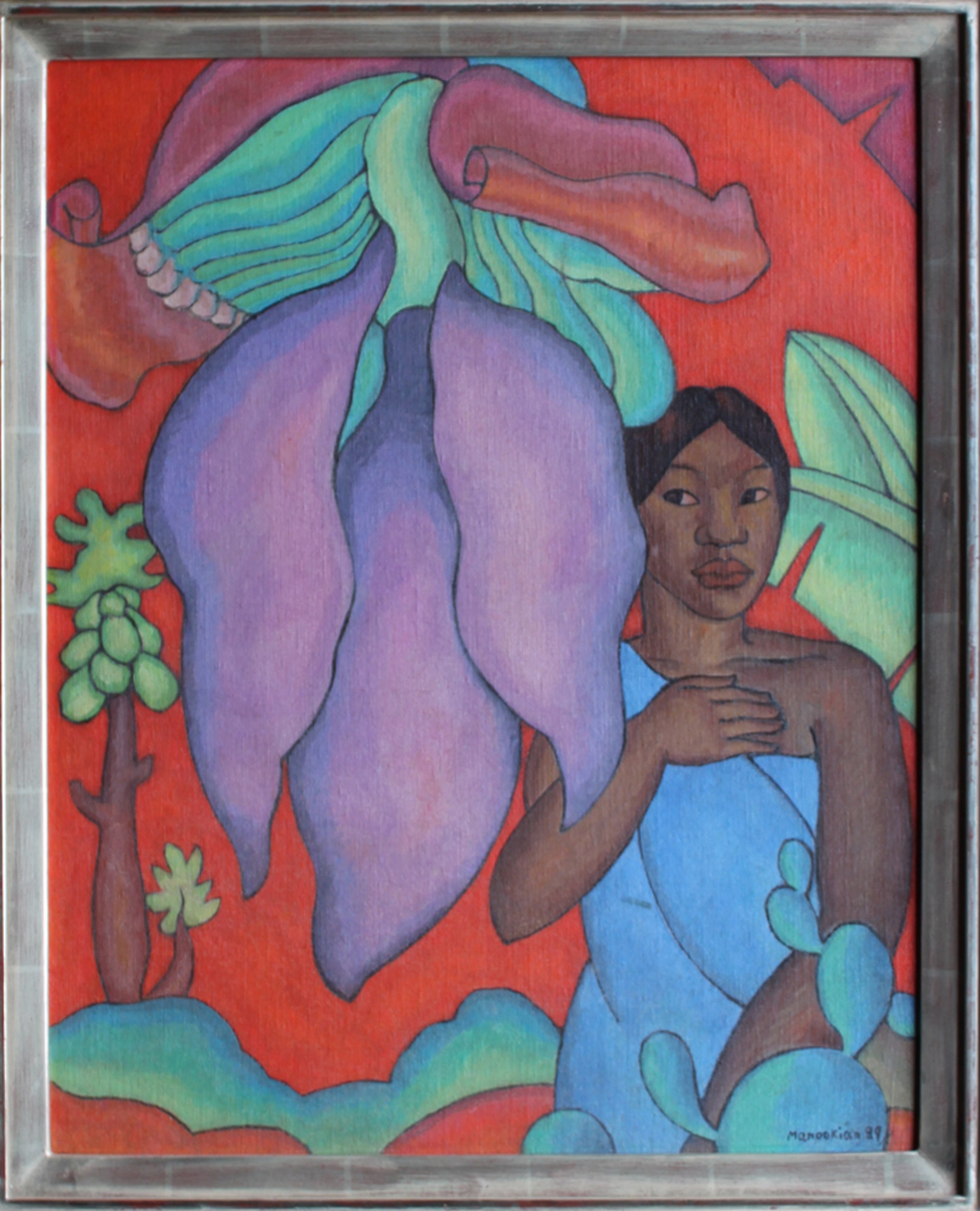 Untitled, Girl with Banana Leaf by Arman T. Manookian
