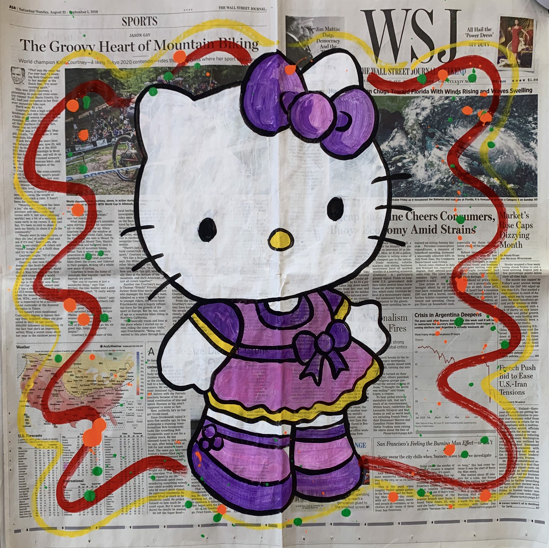 WSJ Series Hello Kitty in Purple by WSJ Series on Newspaper by Elena Bulatova