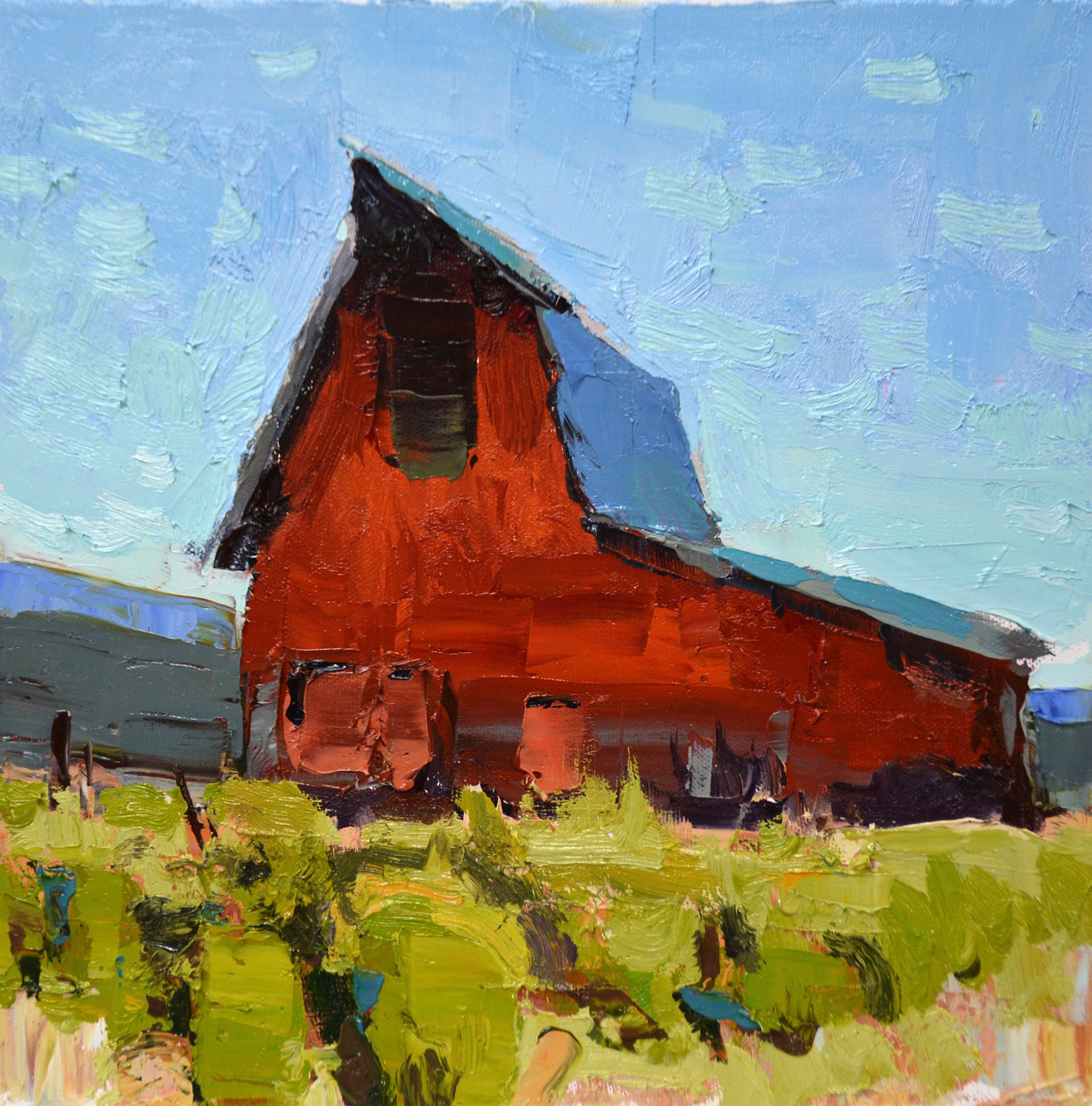 A Contemporary Landscape Painting Of A Red Barn By Silas Thompson Available At Gallery Wild
