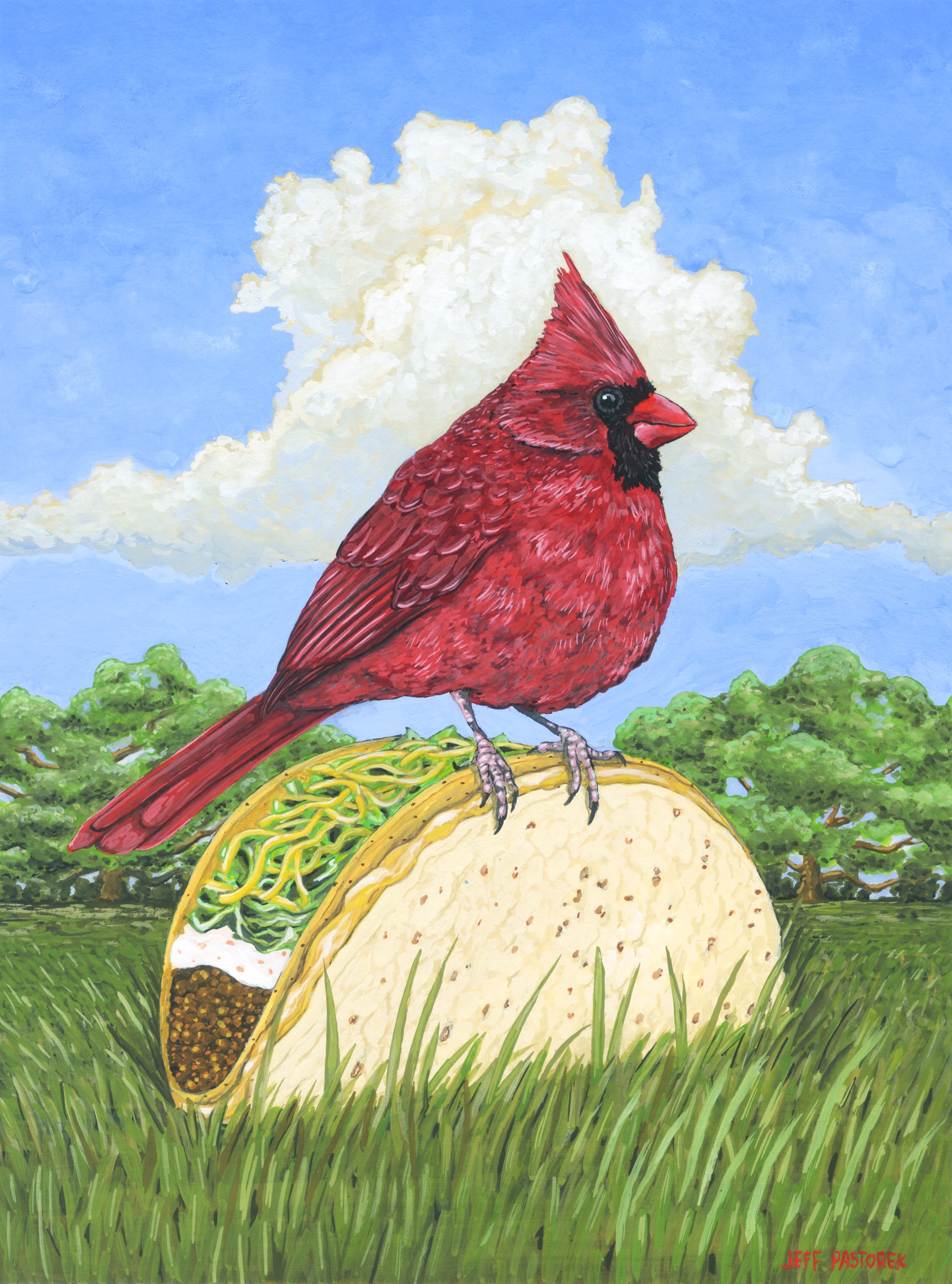 Cardinal on a Cheesy Gordita Crunch by Jeff Pastorek