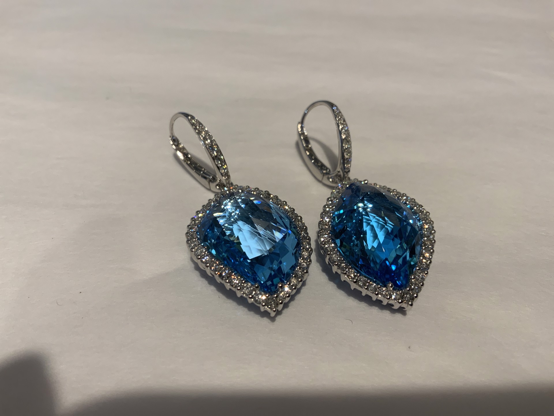 ZE537 Blue Topaz and Diamond Earrings by Zeghani