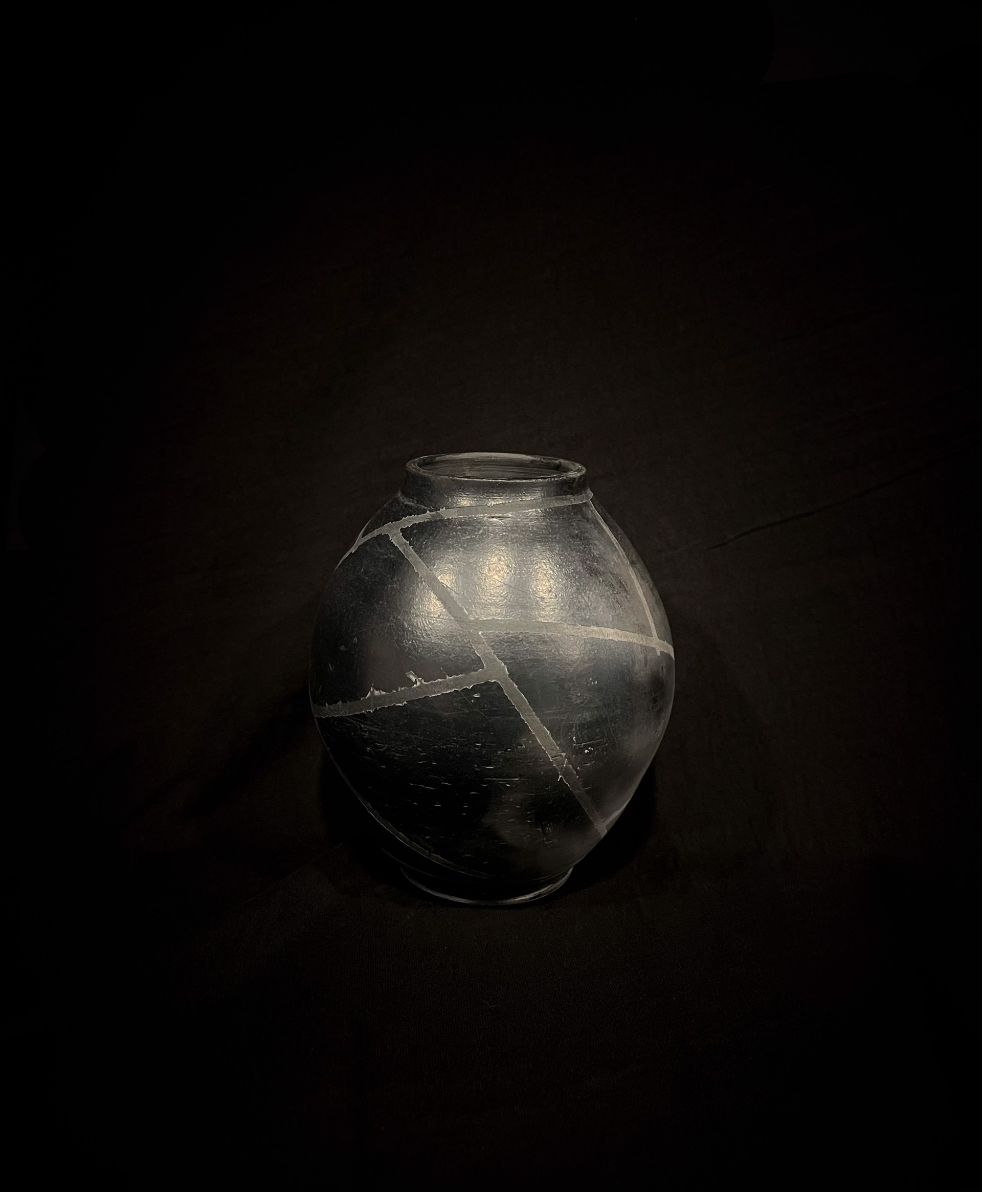 Black Raku Vase by Karen Heathman