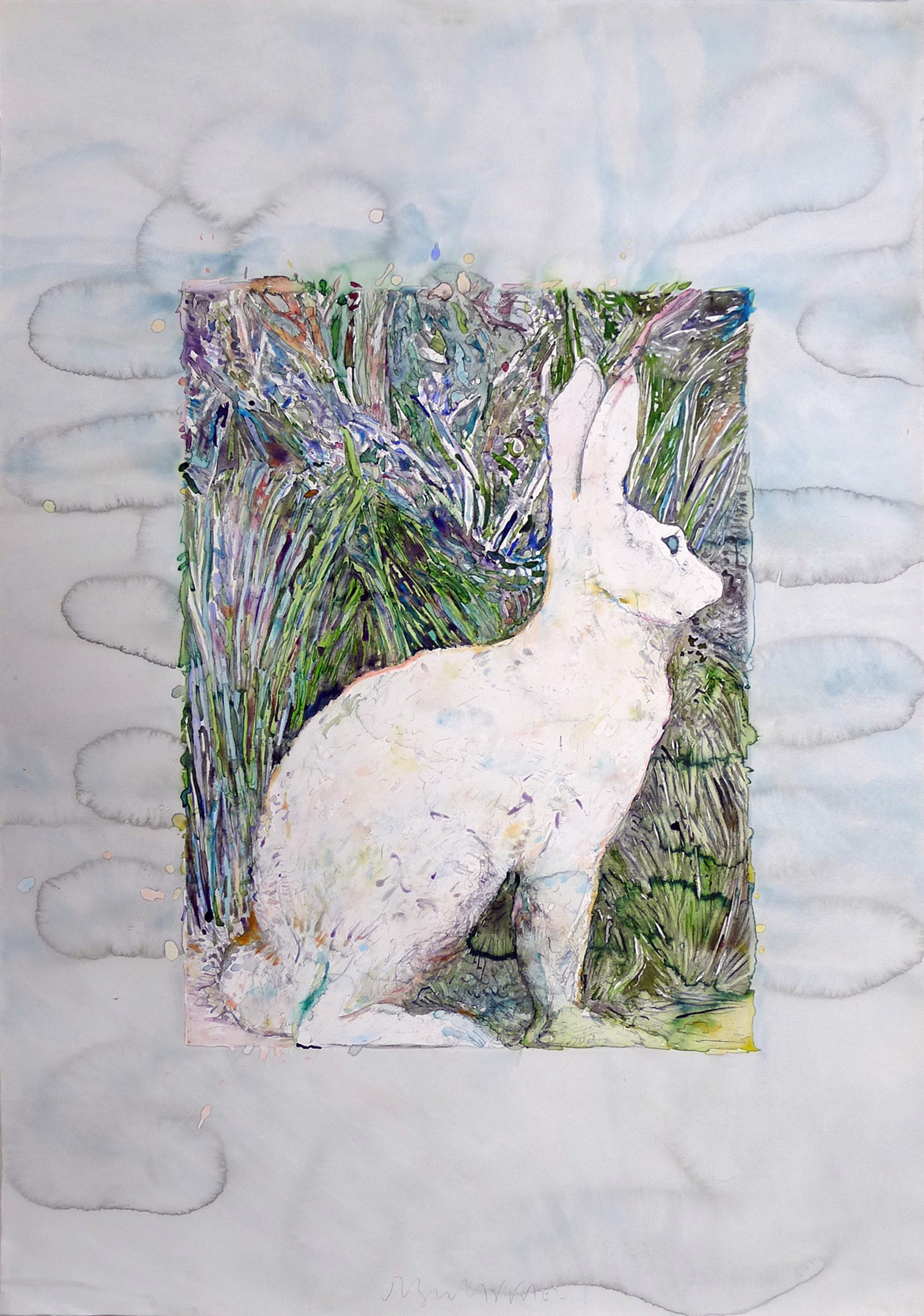 Rabbit in Garden Surrounded by Pale by Joseph Raffael