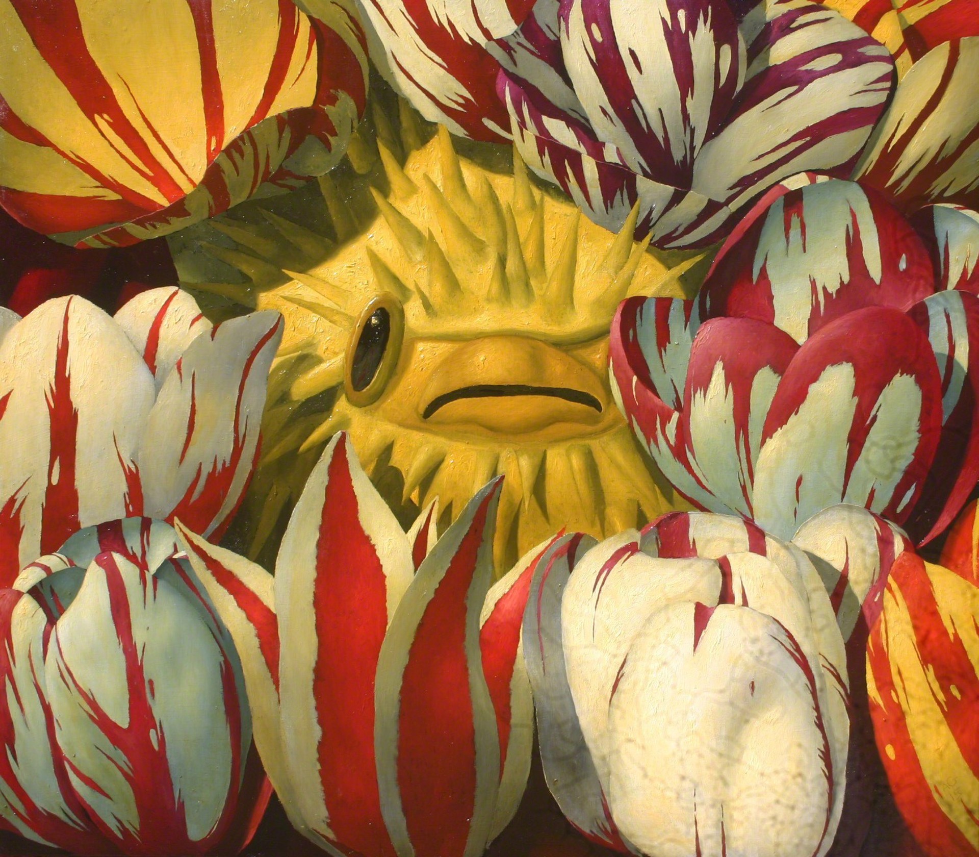 Pufferfish and Tulips by Alan Gerson