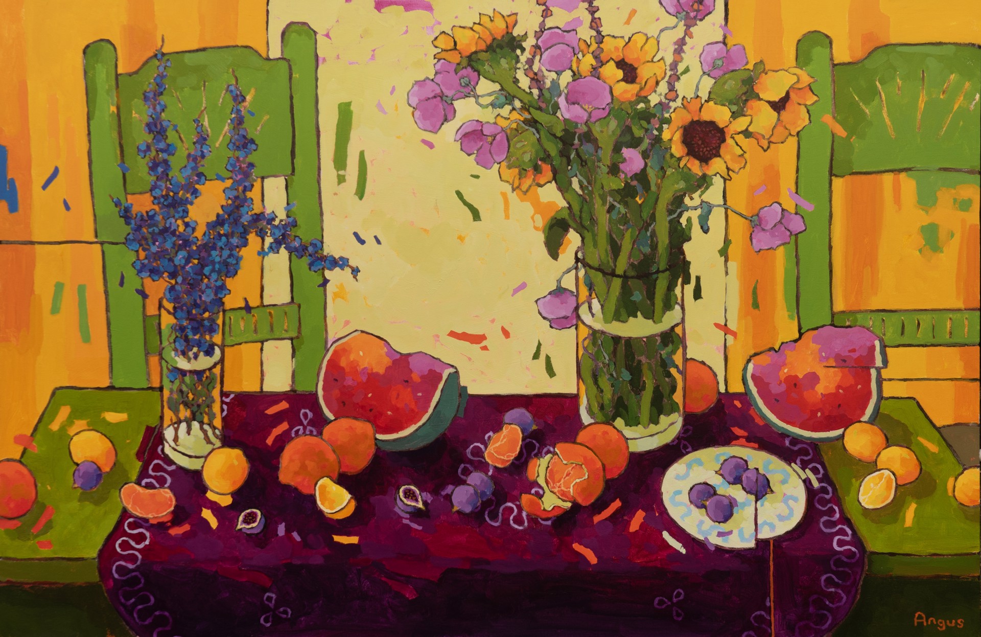Sunflowers & Figs over Rich Purple by Angus