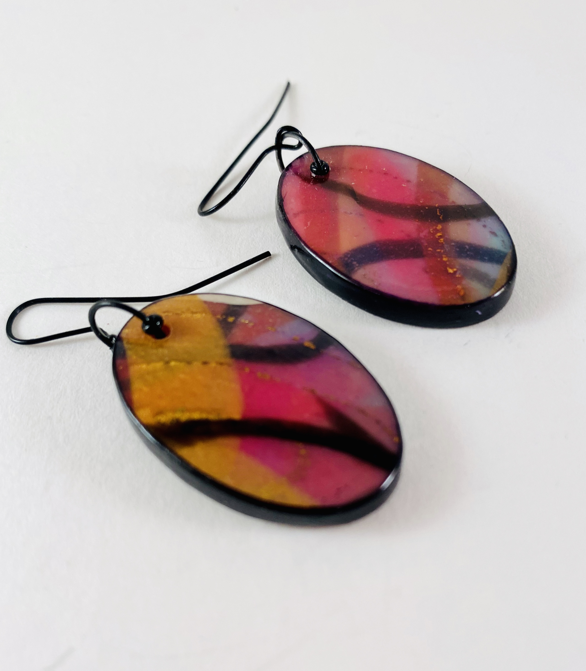 Oval Multi-colored Earrings 2j by Nancy Roth