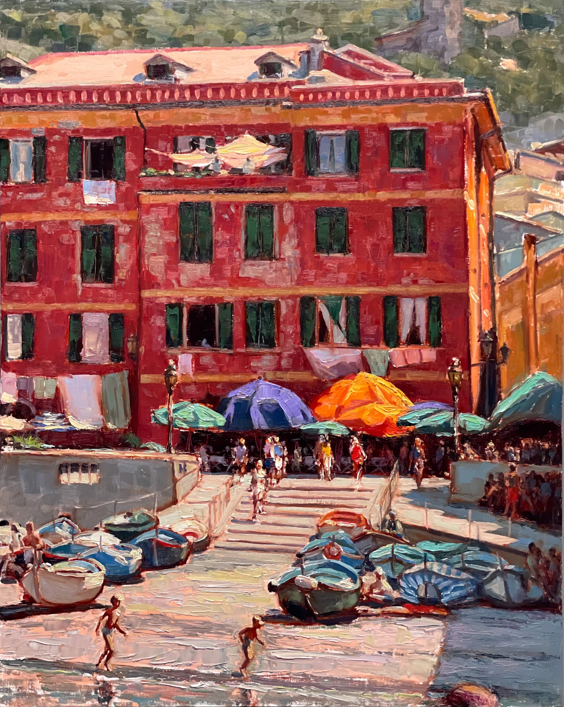 "Hanging Out in Vernazza" original oil painting by Brett Weaver