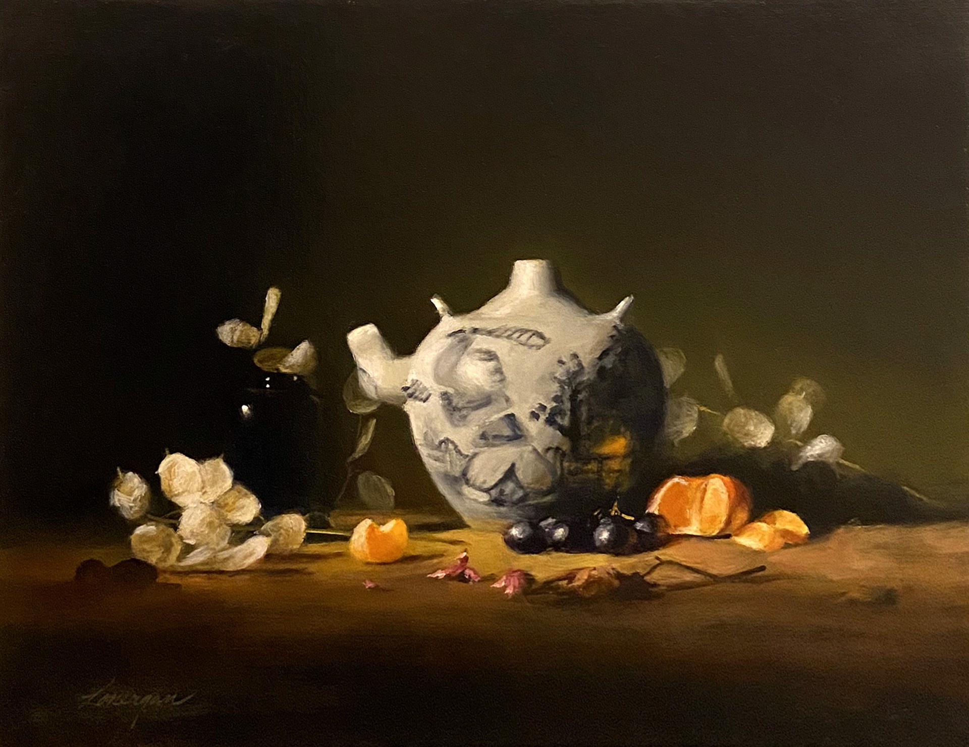 Asian Teapot with Oranges by John Lonergan