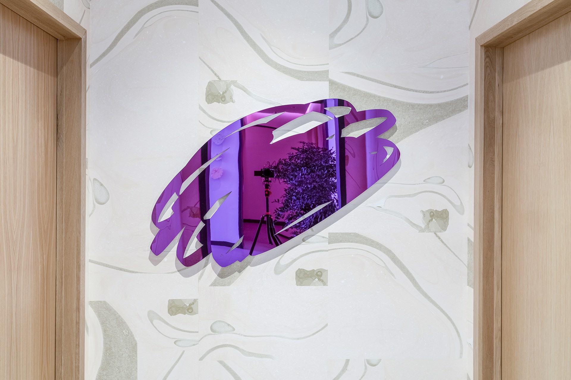 Purple Scribble Mirror, Laser cut mirrored acrylic by Ryan Coleman