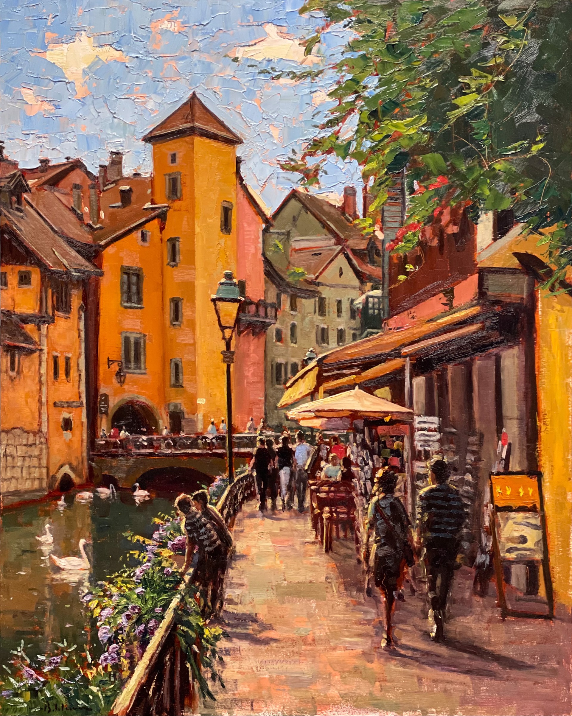 "Postcards from Annecy" original oil painting by Brett Weaver