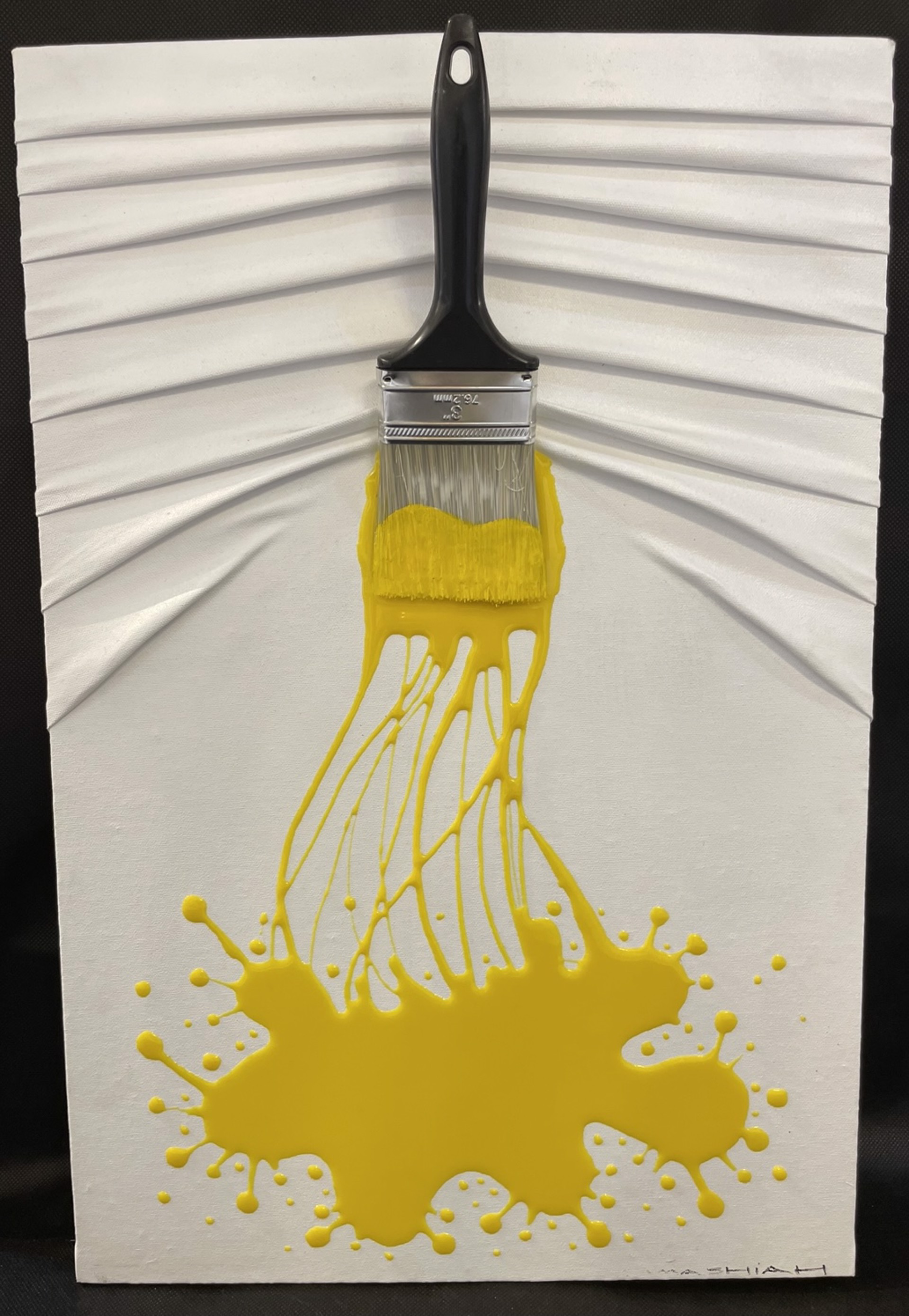 Yellow Splash on the White  Canvas by Brushes and Rollers "Let's Paint" by Efi Mashiah