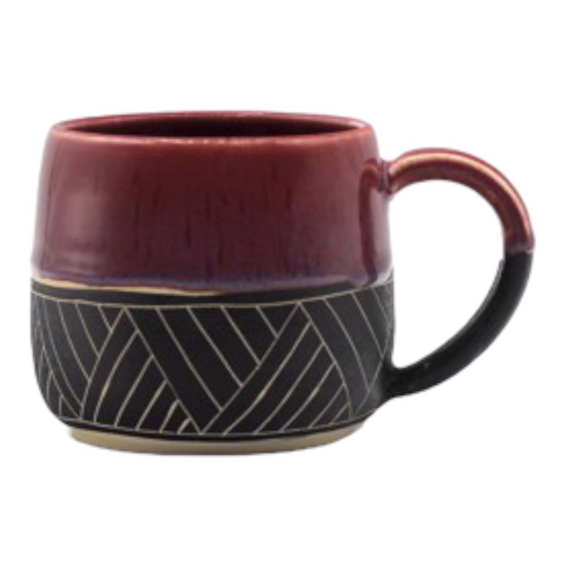 B&W Geometric w/ Cranberry Glaze Mug by Kara Lovell