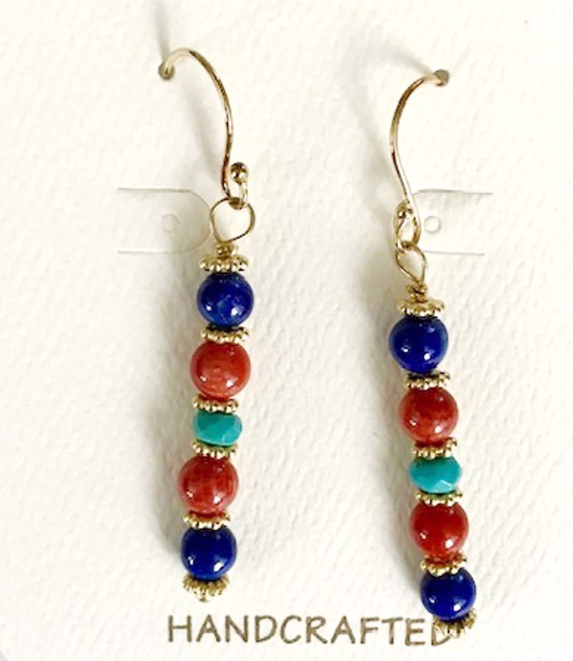 Earrings - Lapis Lazuli, Sponge Coral & Turquoise by Bonnie Jaus