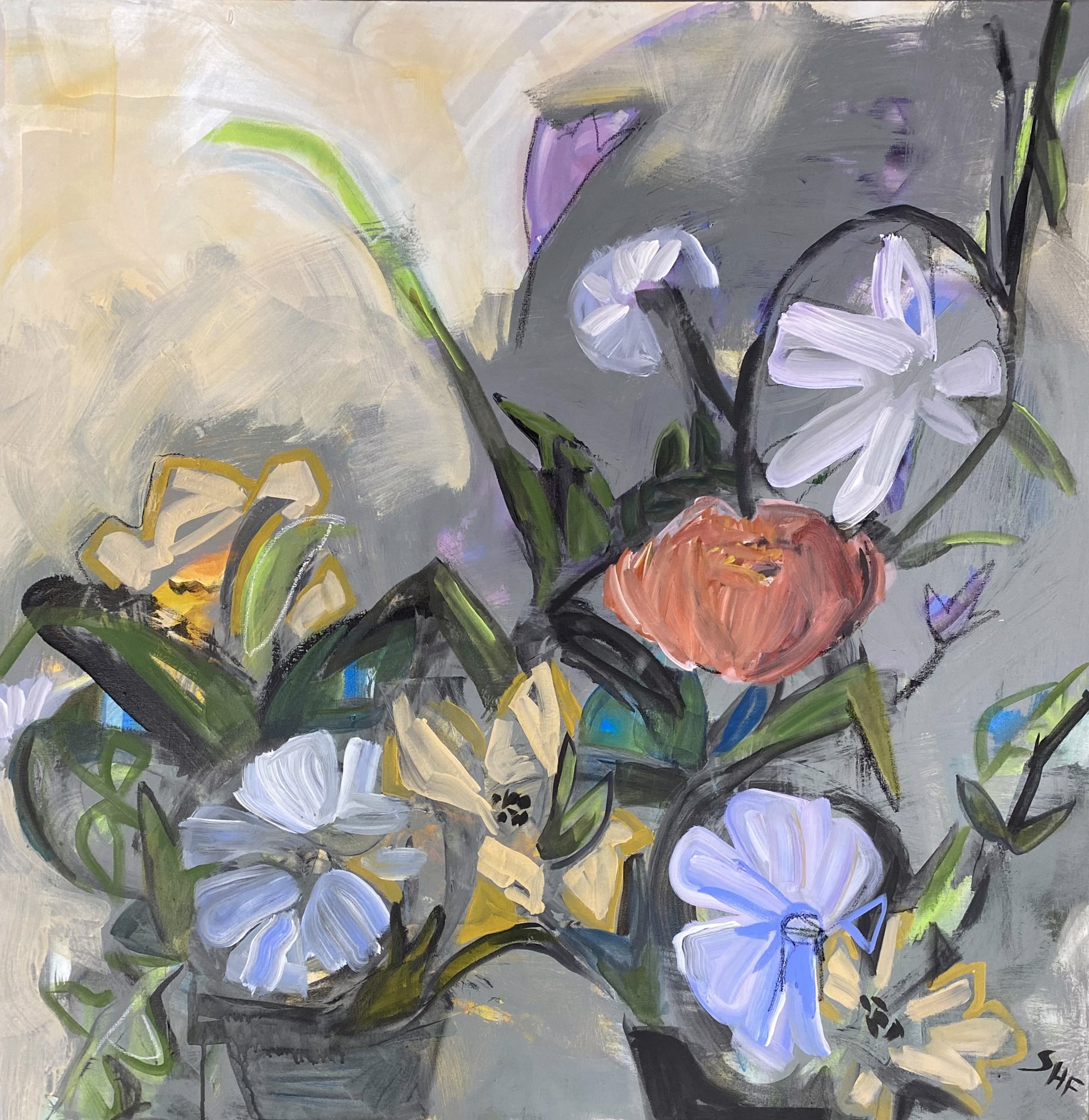 Two Pots: Iris Meet Narcissus by Shelley Helms Fleishman
