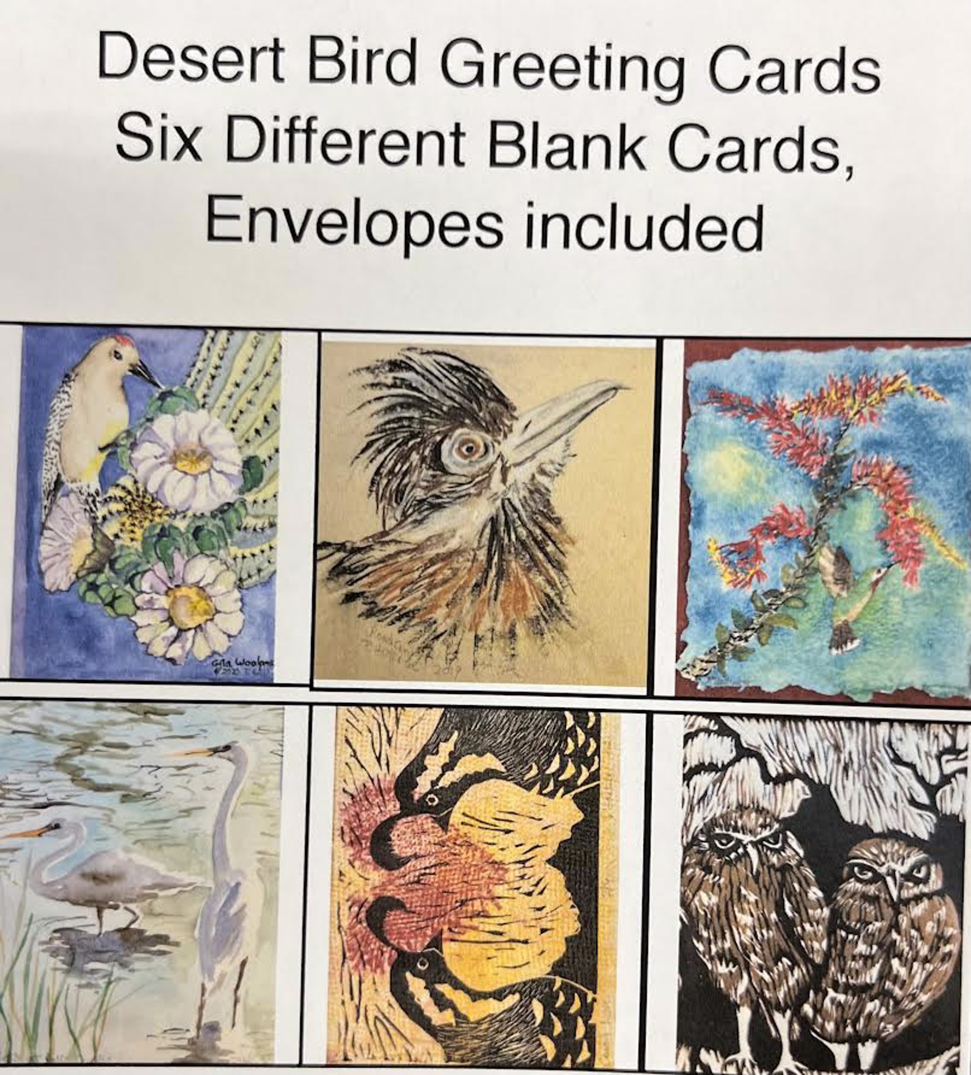 Desert Birds Greeting card set by Pamela Hollinde