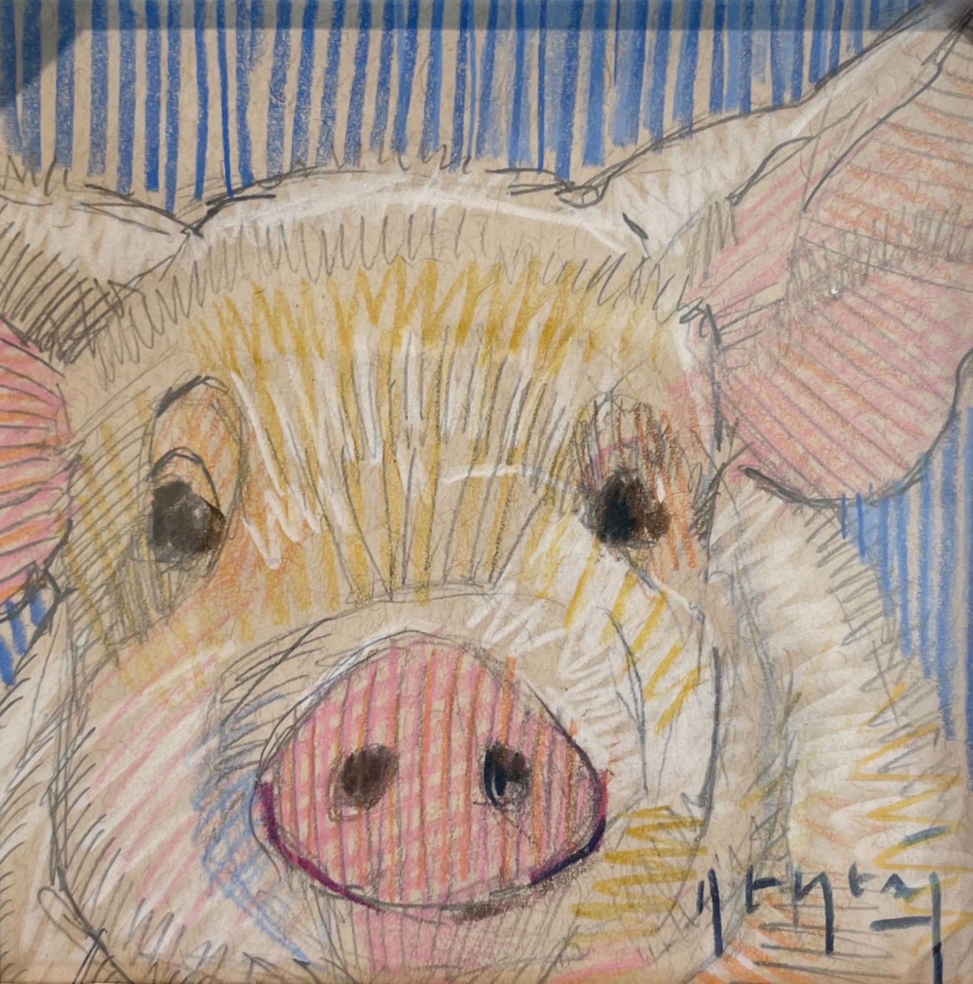 Pig (Blue Background) by Tim Jaeger