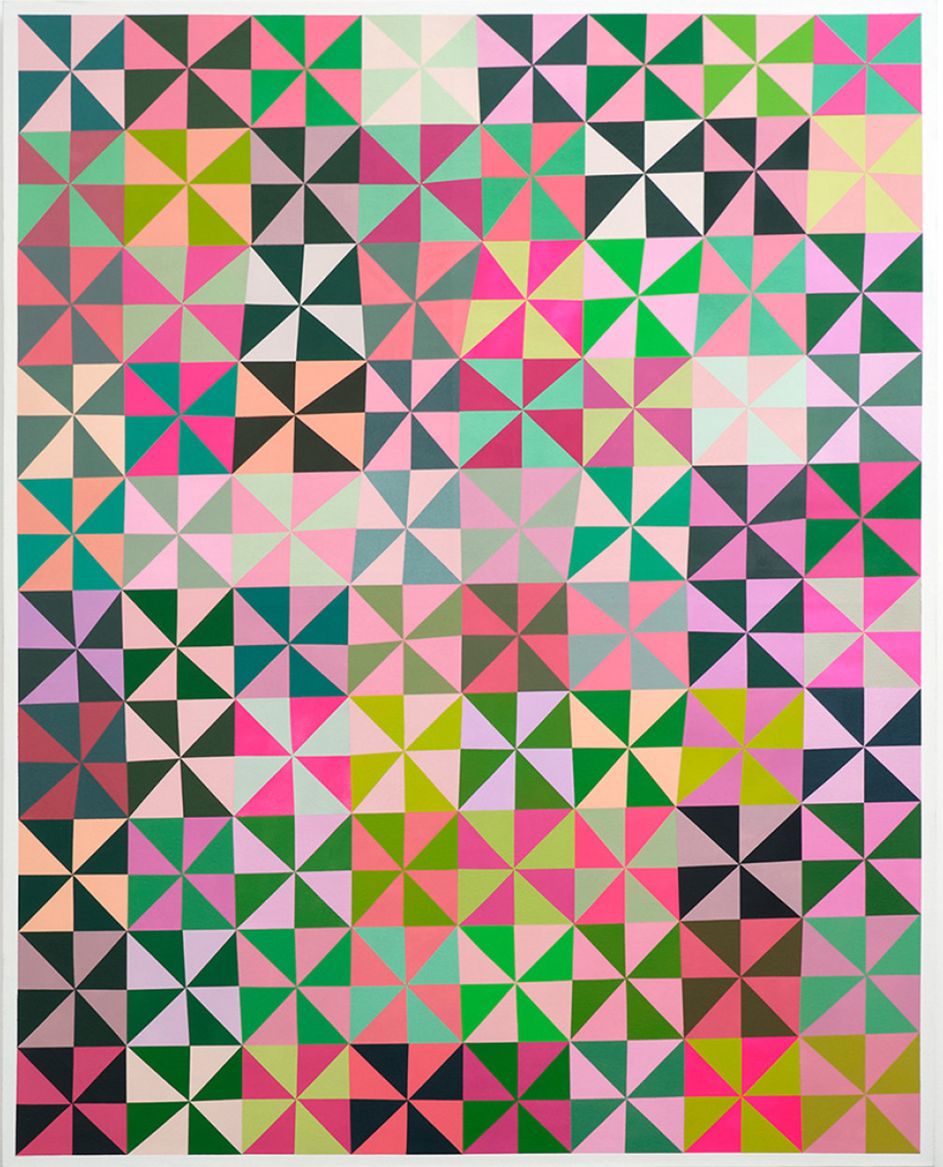 Untitled (Large 80 Pink & Green Pinwheel Grid) by Christopher Cascio