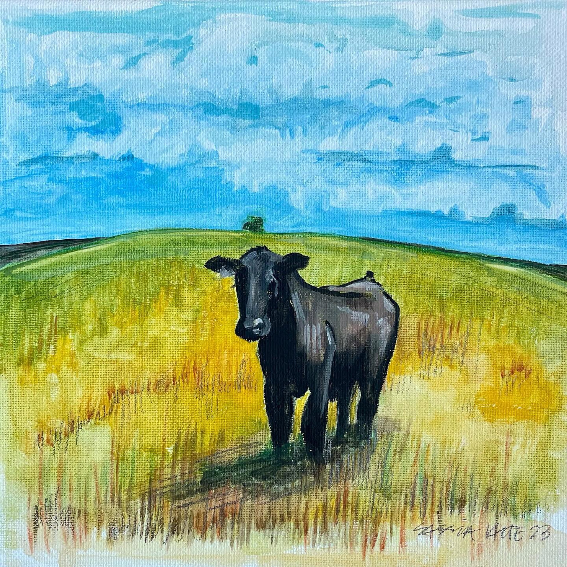 Black Angus on the Prairie Horizon by Cassia Kite