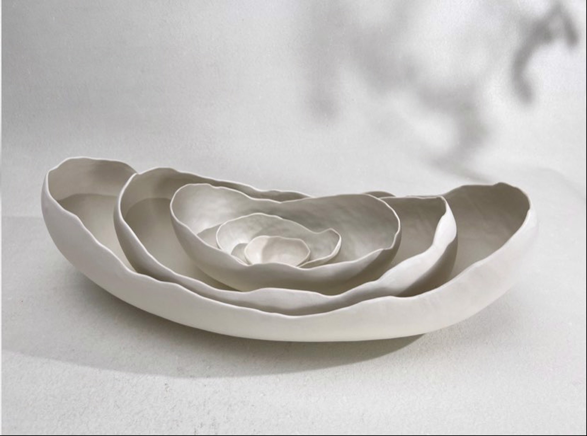 White Oval Nesting Bowls by Kate Tremel
