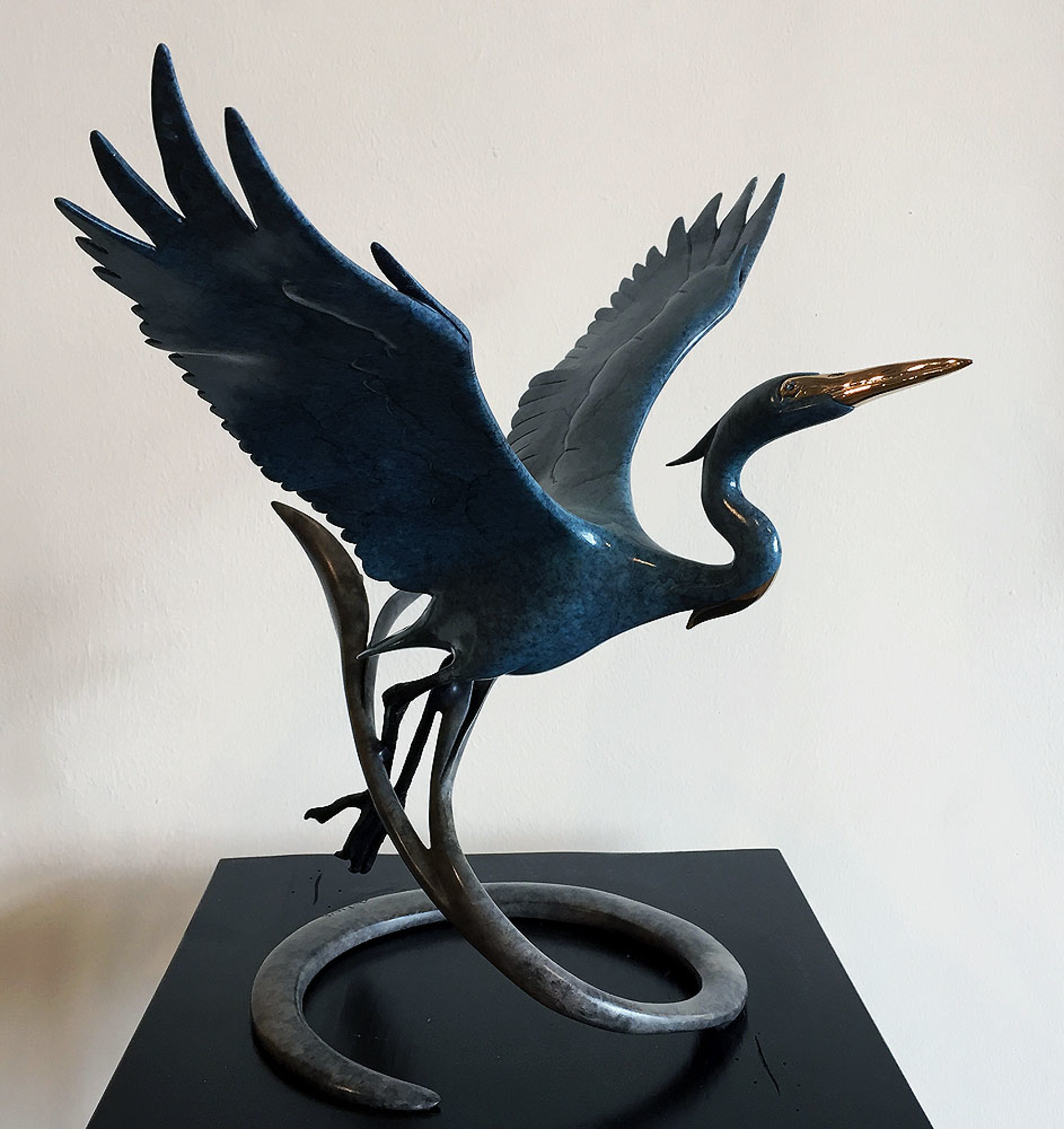 Open Wing Heron - Blue by Brian Arthur