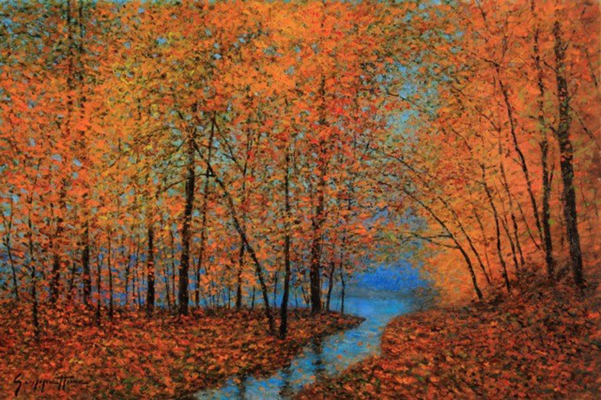 Lakeside Autumn by James Scoppettone
