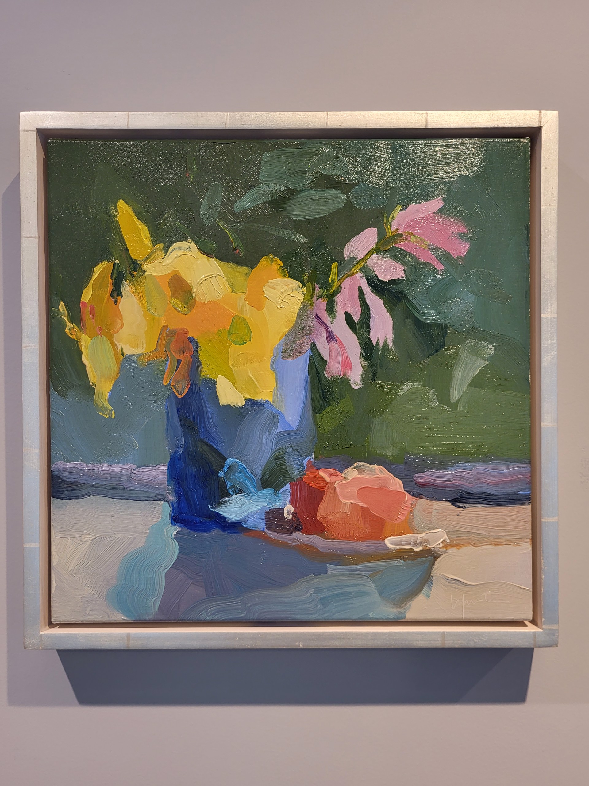 DAY LILIES, HOSTAS AND PEACHES by CHRISTINE LAFUENTE